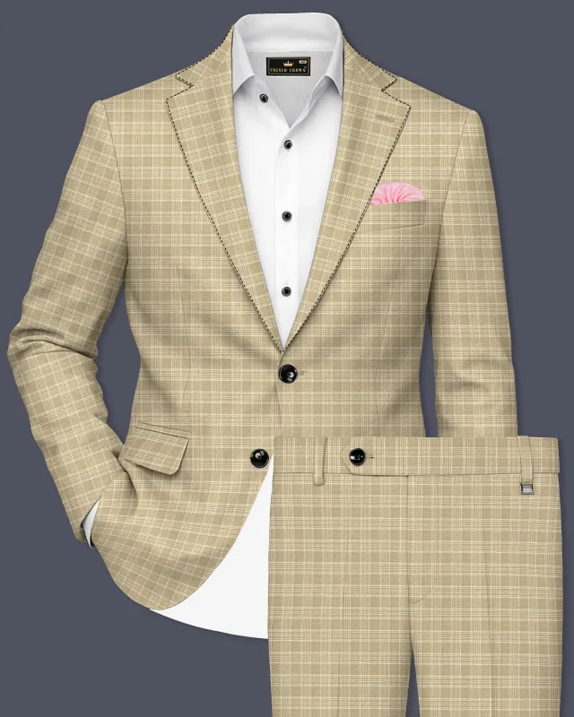 Oyster Brown Plaid Wool Rich Suit made by French Crown