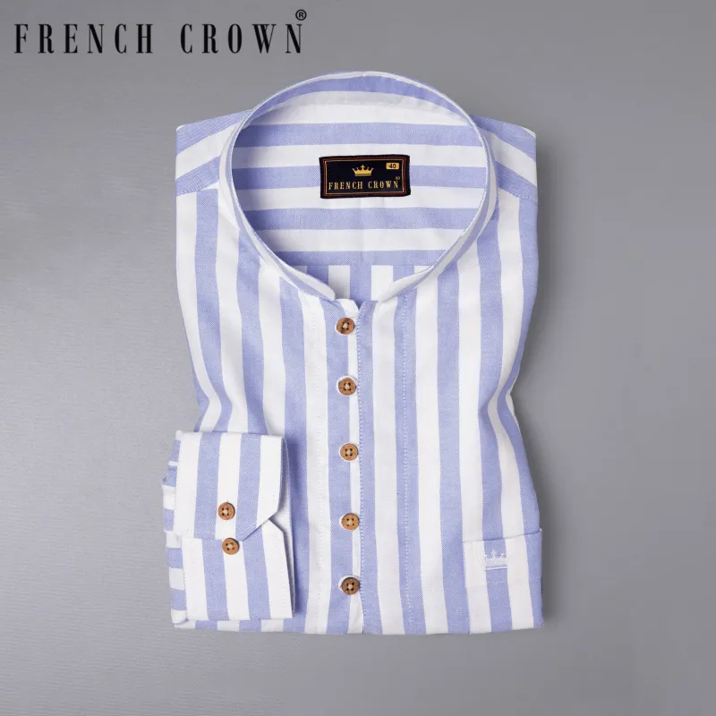 Ship Cove Blue Striped Oxford Kurta Shirt sold by French Crown