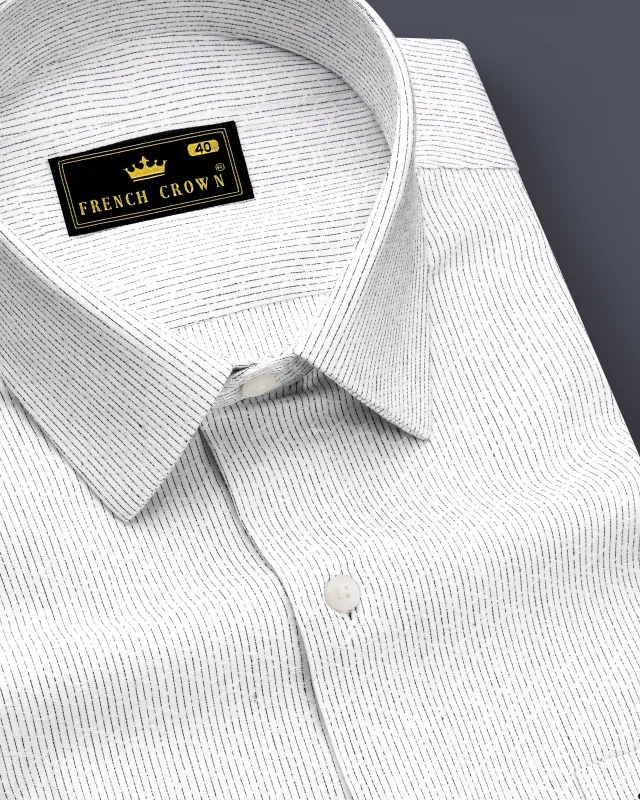 Alvesso-Bright White Pin Striped Dobby Textured Premium Giza Cotton Dress Shirt sold by French Crown