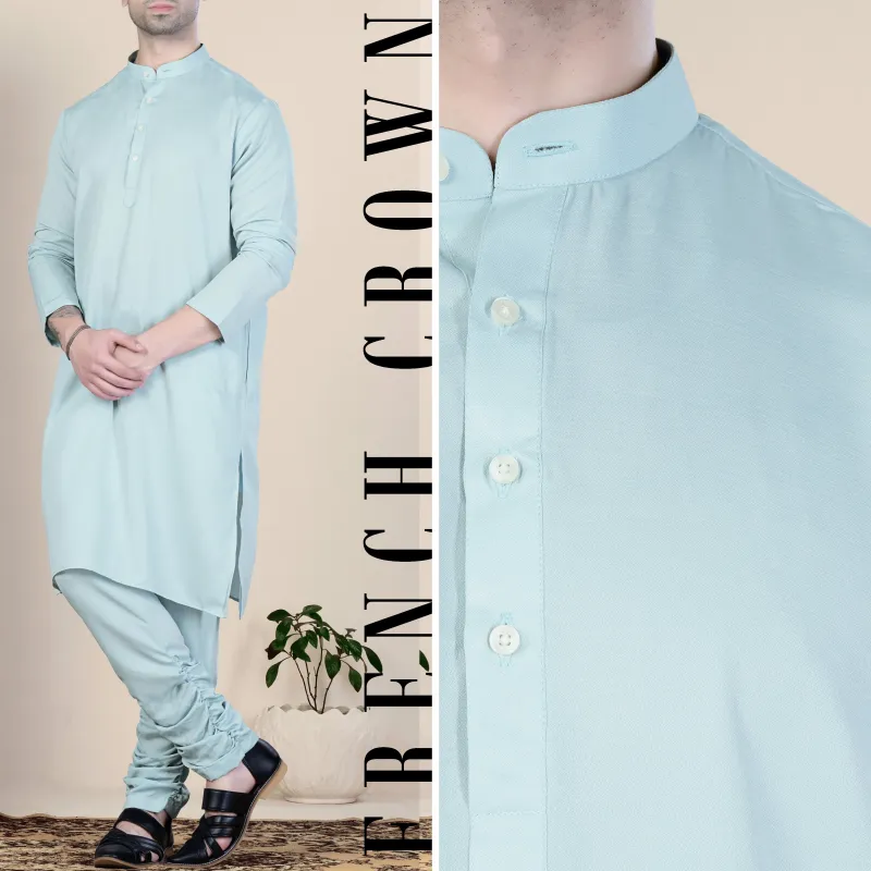 Celeste Blue Viscose Designer Kurta sold by French Crown