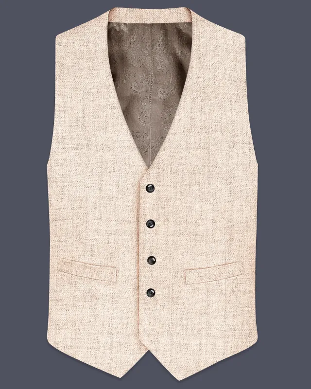 Velour-Derby Cream Textured Tweed Waistcoat made by French Crown