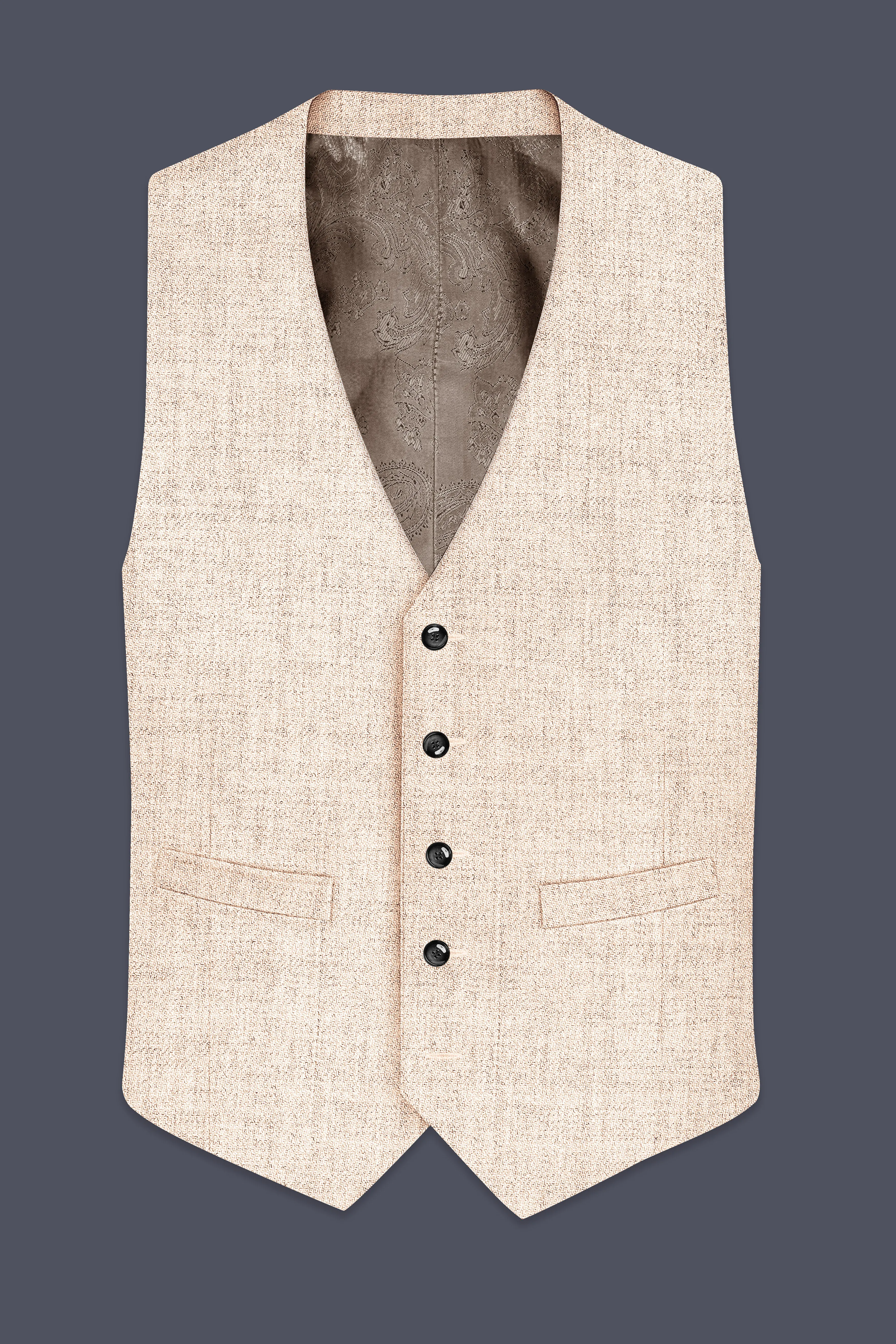 Velour-Derby Cream Textured Tweed Waistcoat sold by French Crown product image thumbnail 2