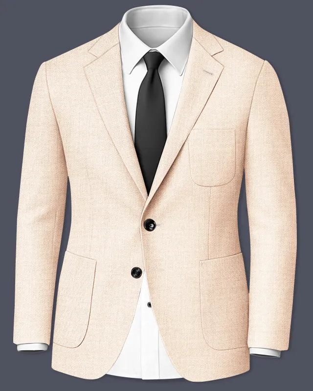 Velour-Derby Cream Textured Tweed Single Breasted Sports Blazer sold by French Crown