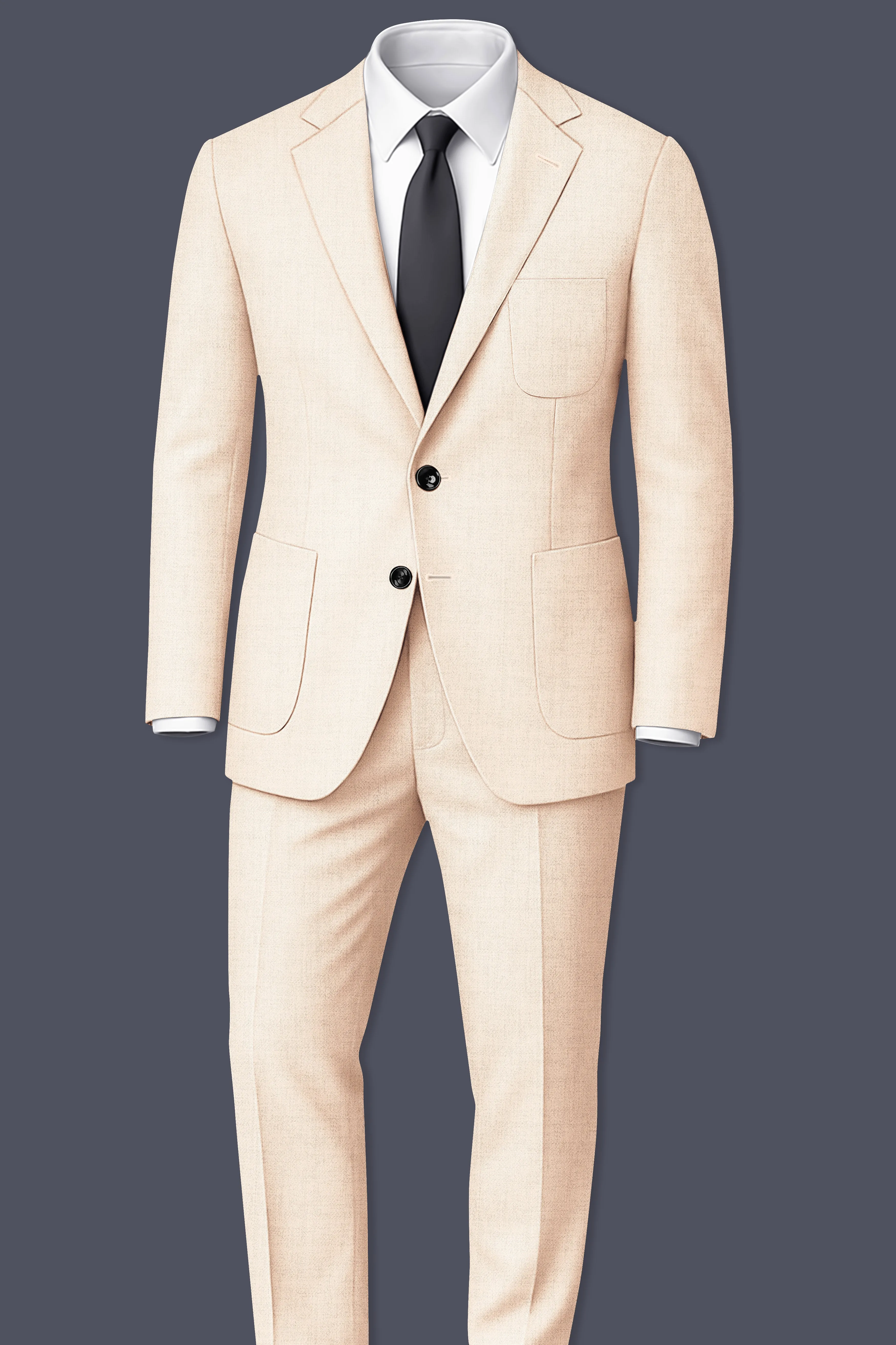 Velour-Derby Cream Textured Tweed Single Breasted Sports Suit sold by French Crown product image thumbnail 4