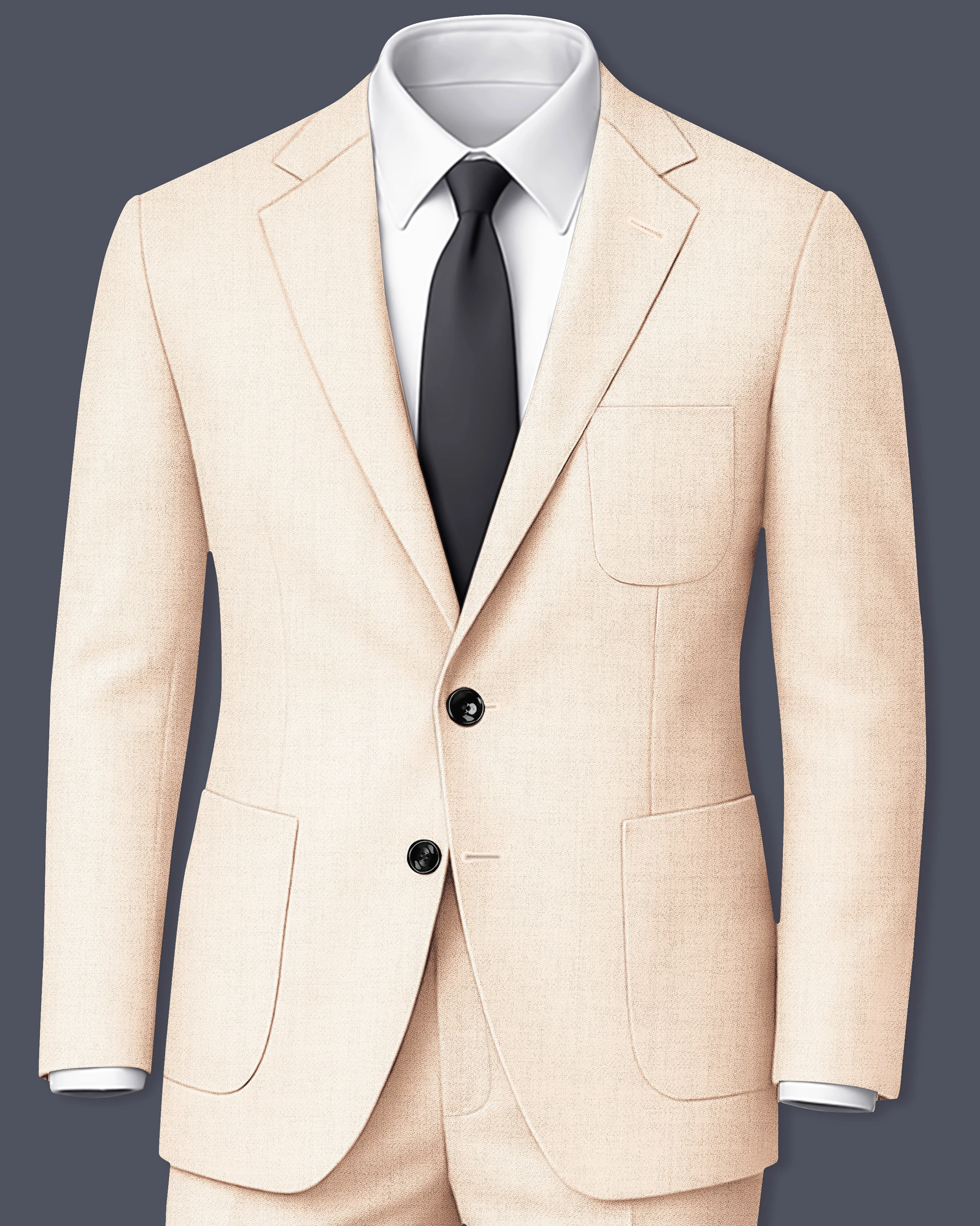 Velour-Derby Cream Textured Tweed Single Breasted Sports Suit sold by French Crown