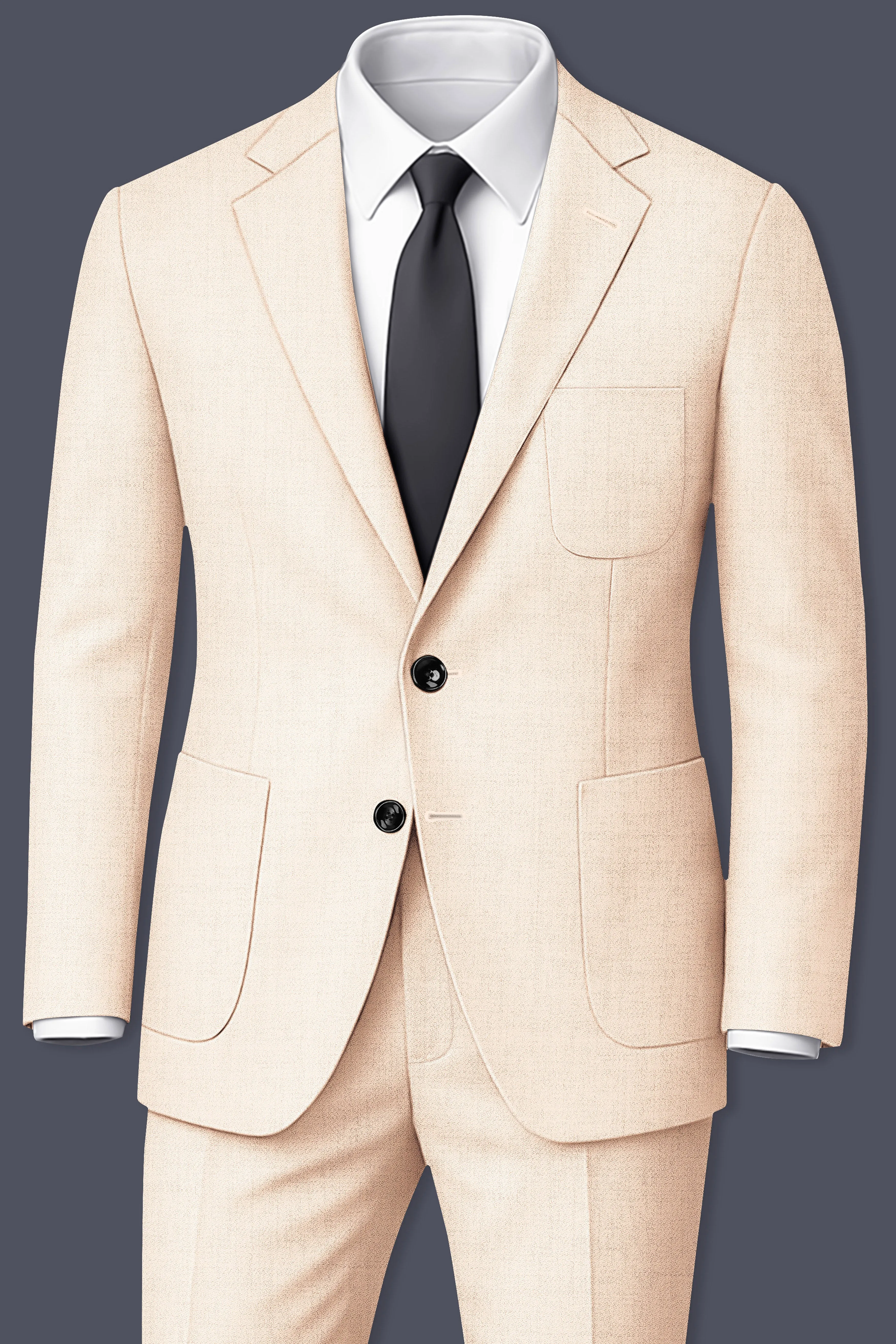 Velour-Derby Cream Textured Tweed Single Breasted Sports Suit sold by French Crown product image thumbnail 2
