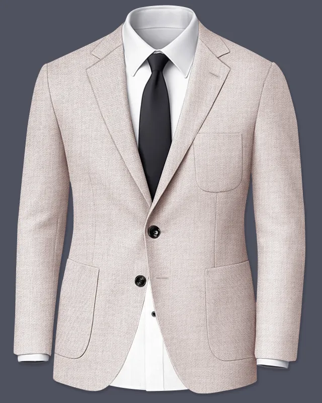 Ivorytail-Timberwolf Cream Textured Tweed Single Breasted Sports Blazer sold by French Crown