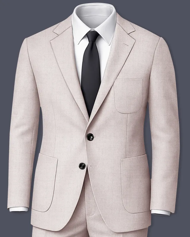 Ivorytail-Timberwolf Cream Textured Tweed Single Breasted Sports Suit made by French Crown