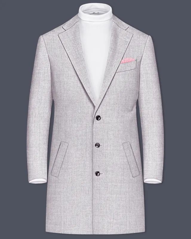 Glacier-Lilac Gray Textured Tweed Single Breasted Overcoat made by French Crown