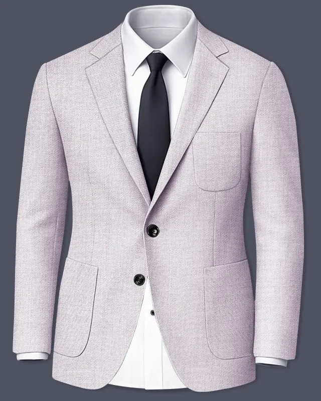 Glacier-Lilac Gray Textured Tweed Single Breasted Sports Blazer sold by French Crown