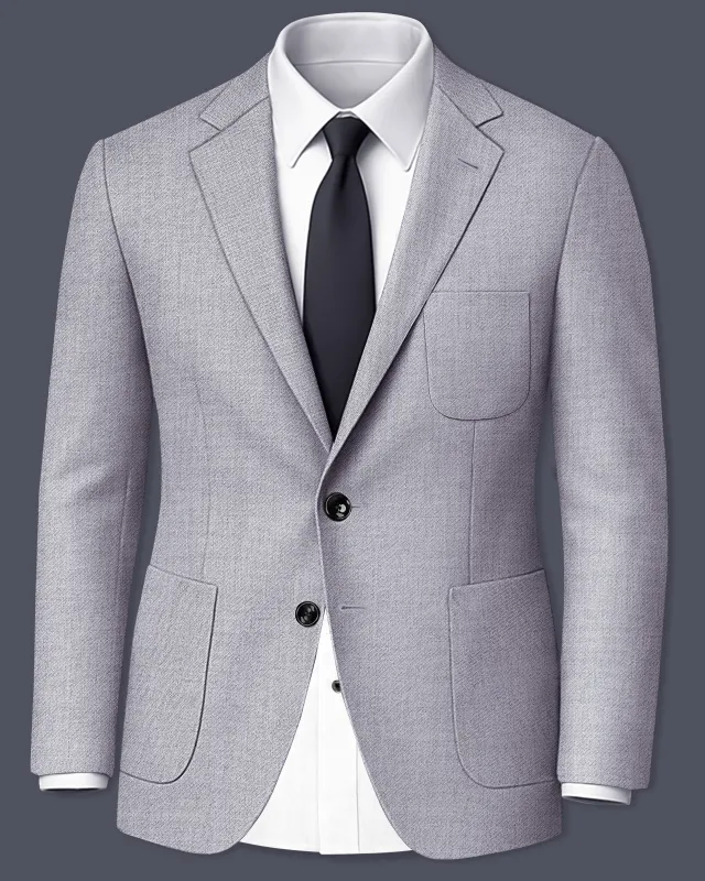Alpine-Mountain Mist Gray Textured Tweed Single Breasted Sports Blazer sold by French Crown