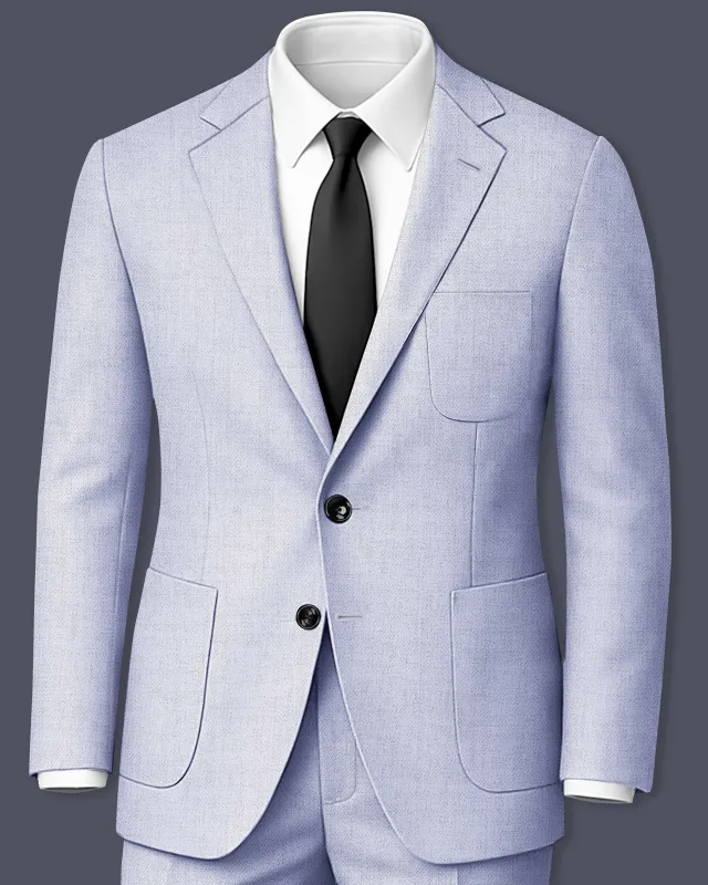 Celestia-Frosted Lilac Blue Textured Tweed Single Breasted Sports Suit made by French Crown