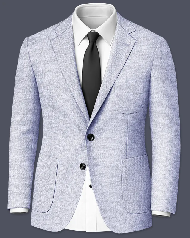 Celestia-Frosted Lilac Blue Textured Tweed Single Breasted Sports Blazer sold by French Crown