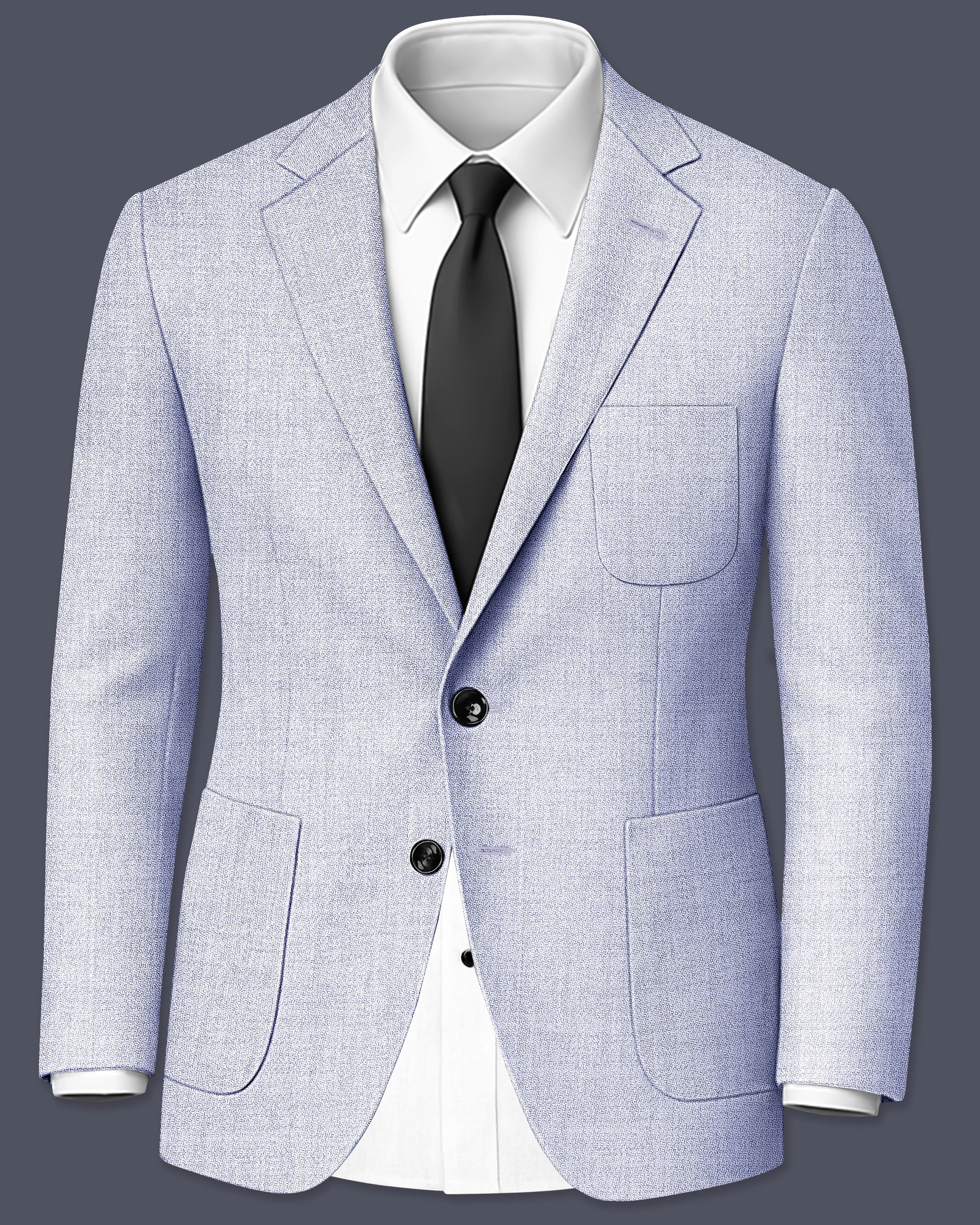 Celestia-Frosted Lilac Blue Textured Tweed Single Breasted Sports Blazer sold by French Crown