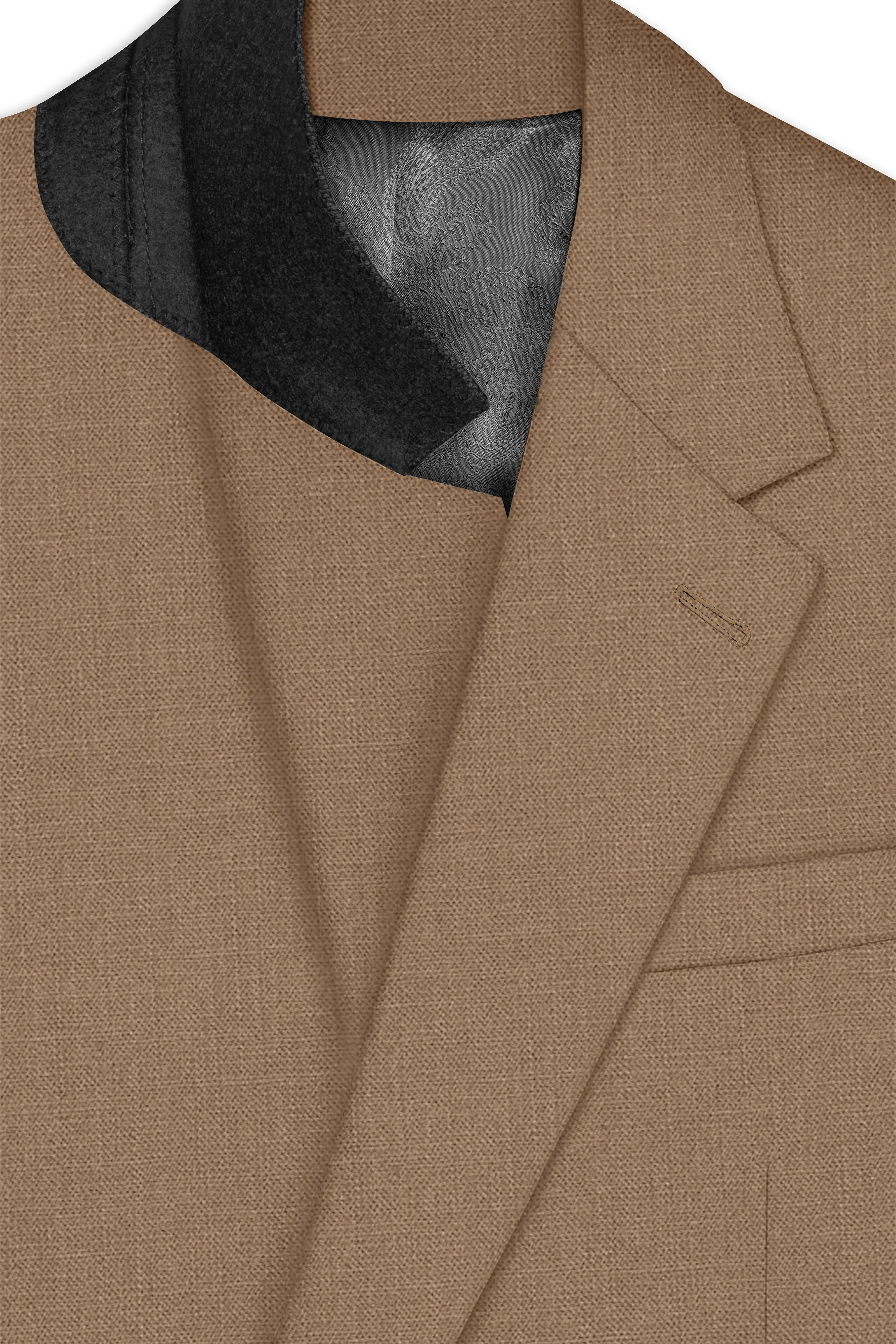 Cremont-Mocha Brown Luxurious Linen Single Breasted Stretchable traveler Blazer sold by French Crown product image thumbnail 4