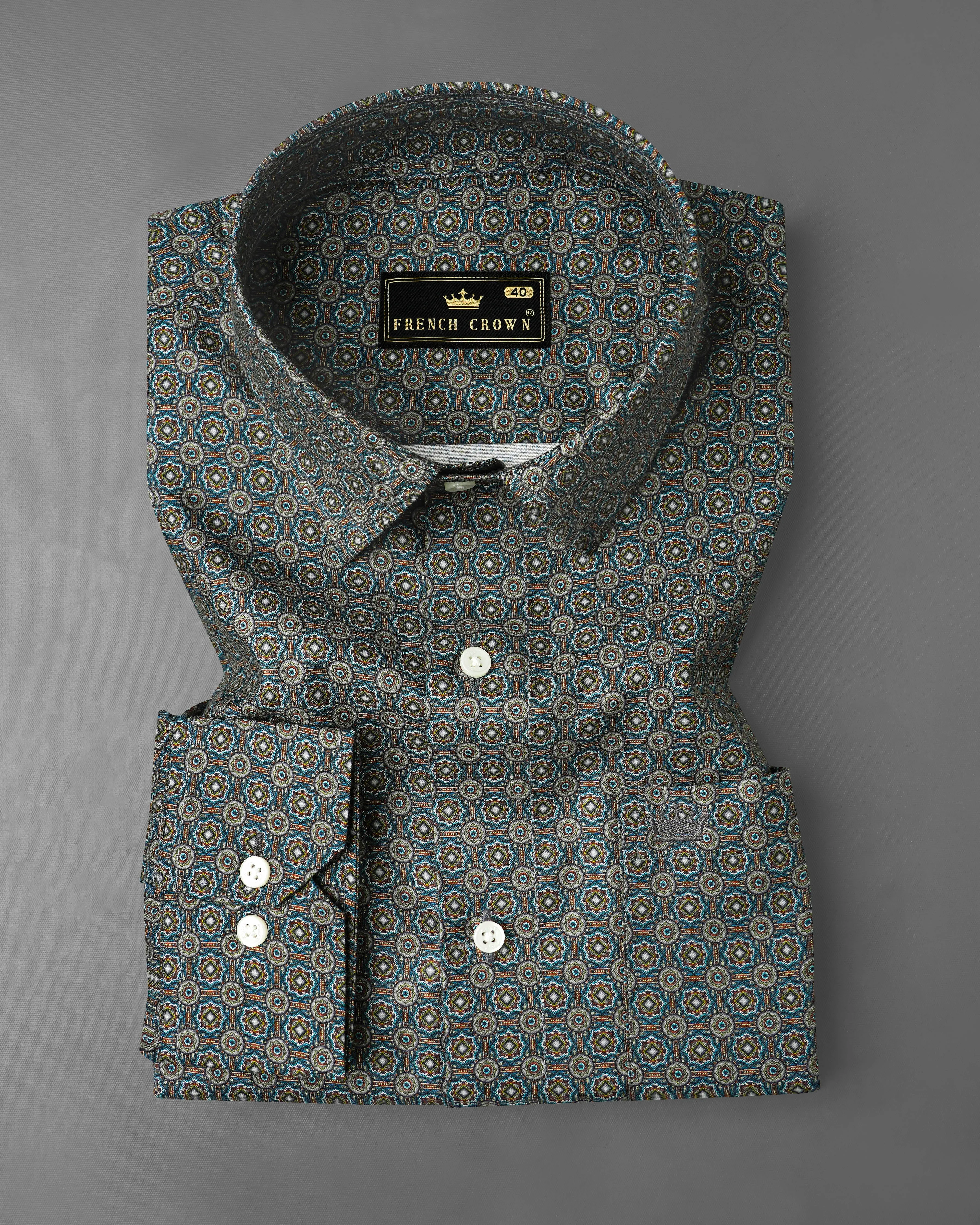 Sea Mist Gray with Jelly Bean Blue Super Soft Premium Cotton Shirt sold by French Crown product image thumbnail 3