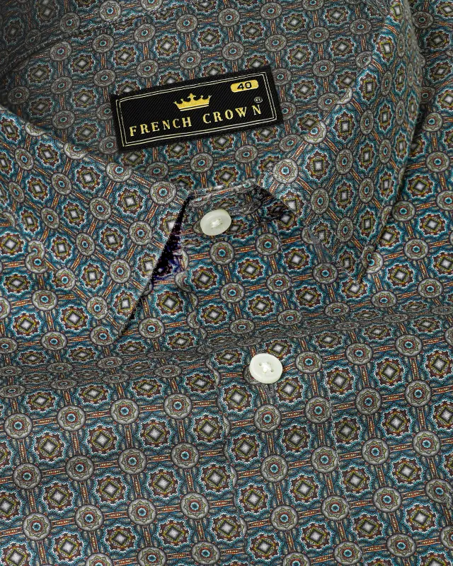 Sea Mist Gray with Jelly Bean Blue Super Soft Premium Cotton Shirt sold by French Crown