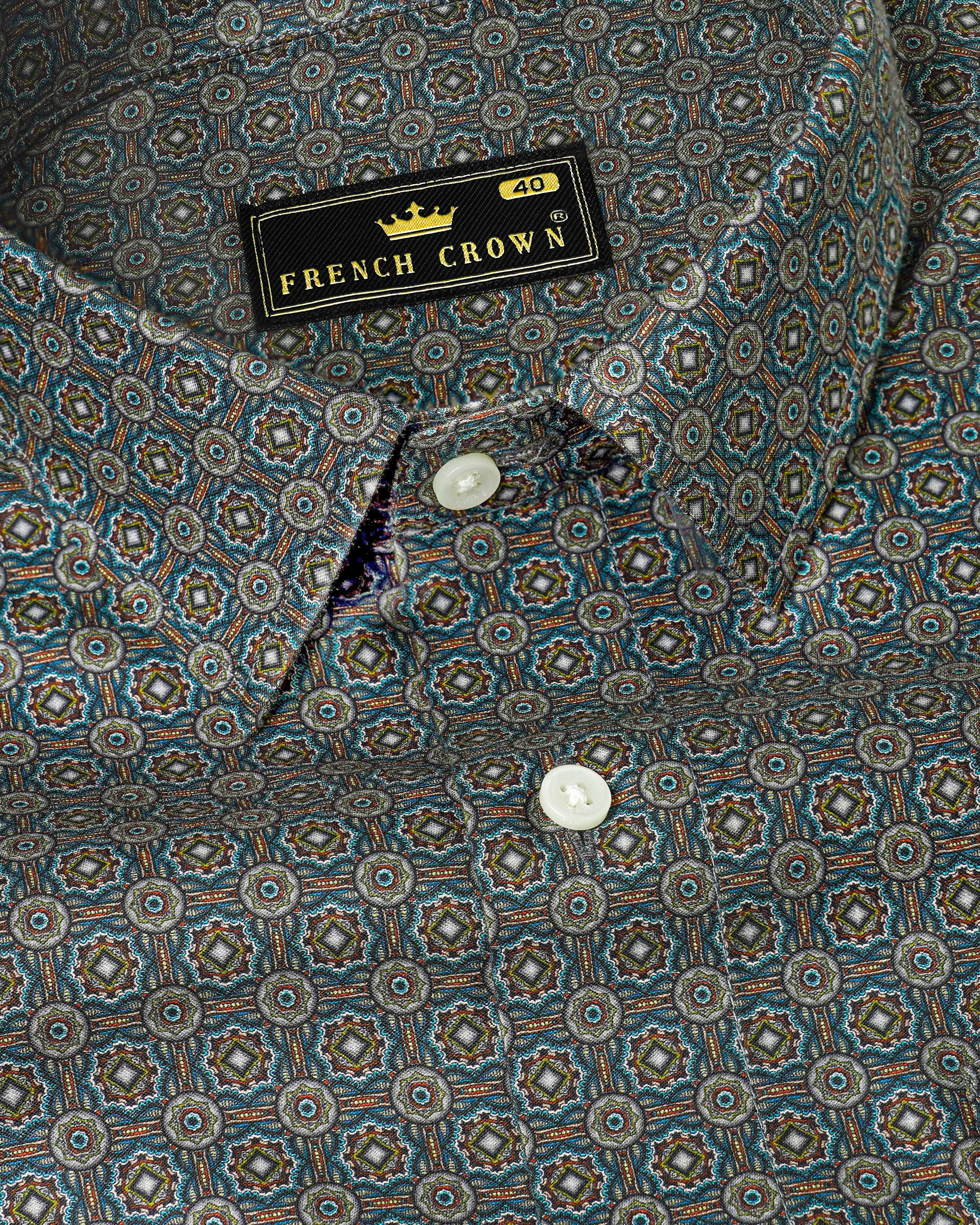 Sea Mist Gray with Jelly Bean Blue Super Soft Premium Cotton Shirt sold by French Crown