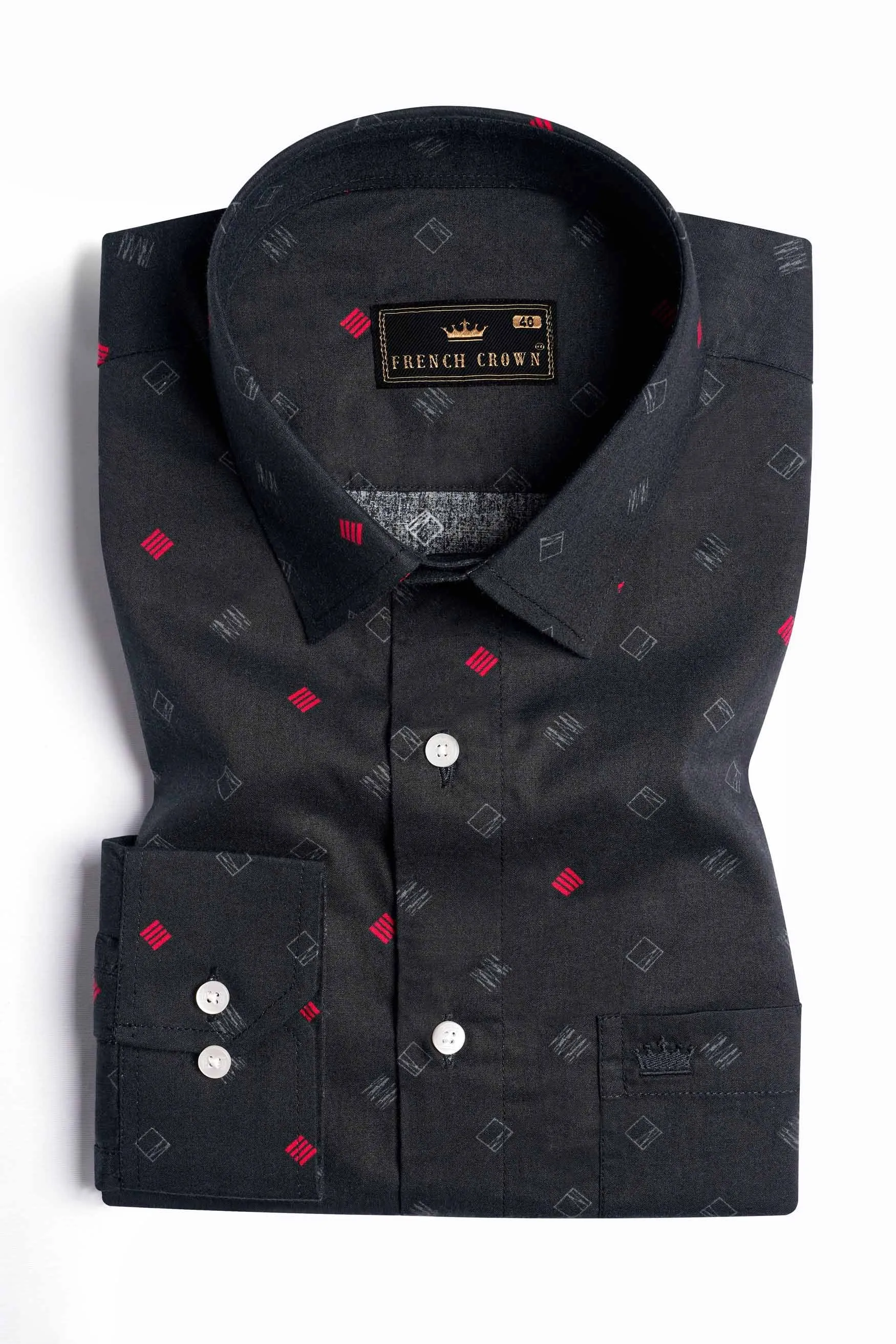 Jade Black Printed Premium Cotton Shirt sold by French Crown product image thumbnail 3