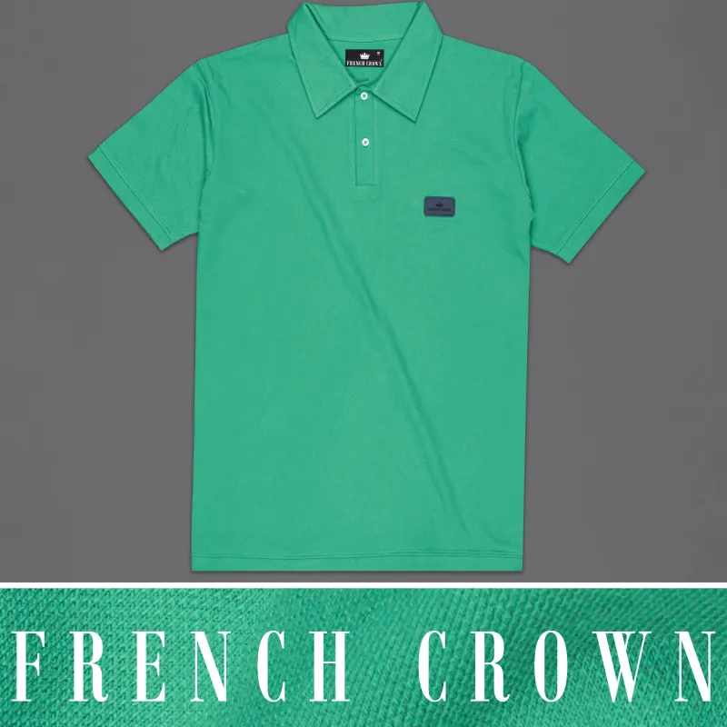 Seaweed Green Organic Cotton Mercerised Pique Polo sold by French Crown