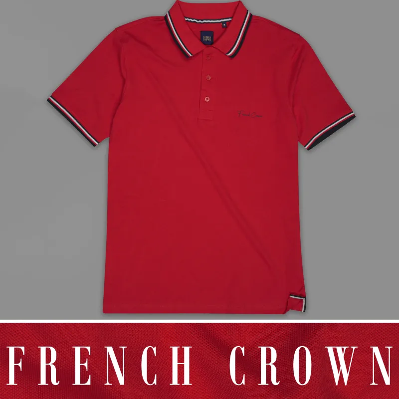 Tabasco Red Organic Cotton Mercerised Pique Polo sold by French Crown