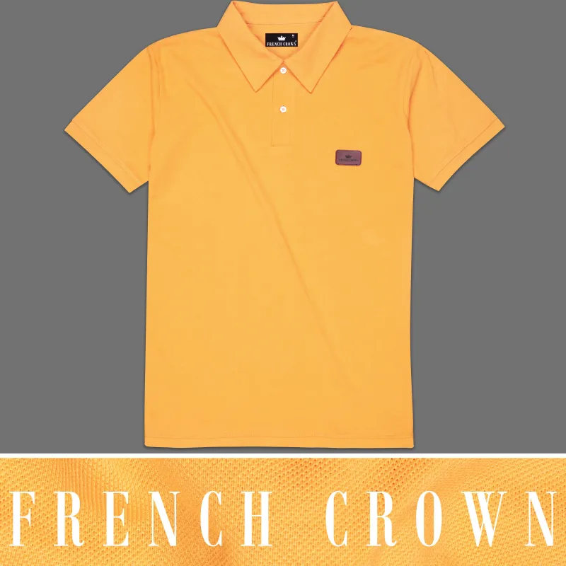 Koromiko Yellow Organic Cotton Mercerised Pique Polo sold by French Crown