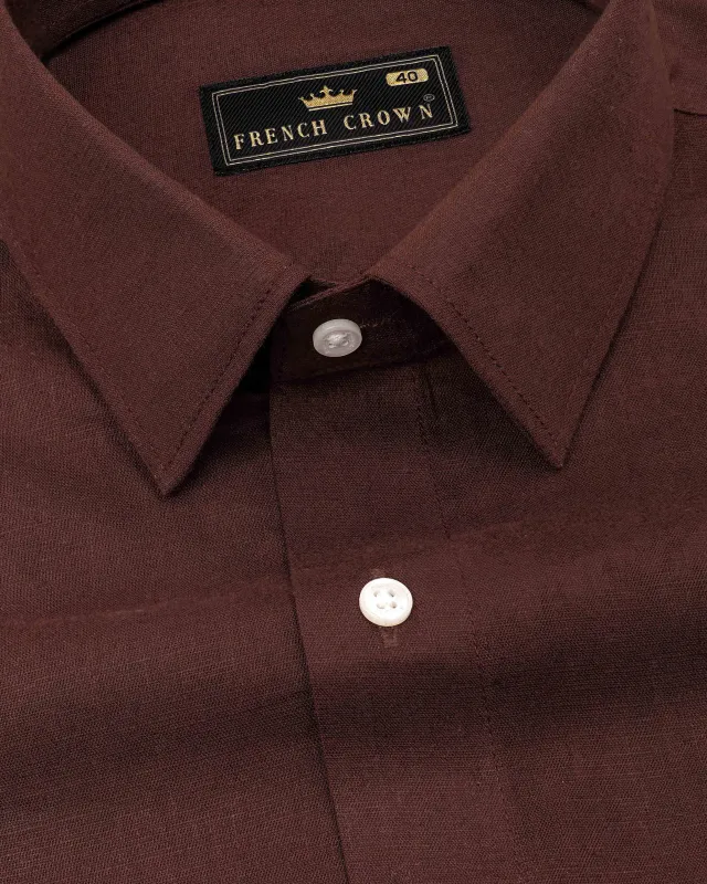 Bulgarian Brown Luxurious Linen Shirt sold by French Crown