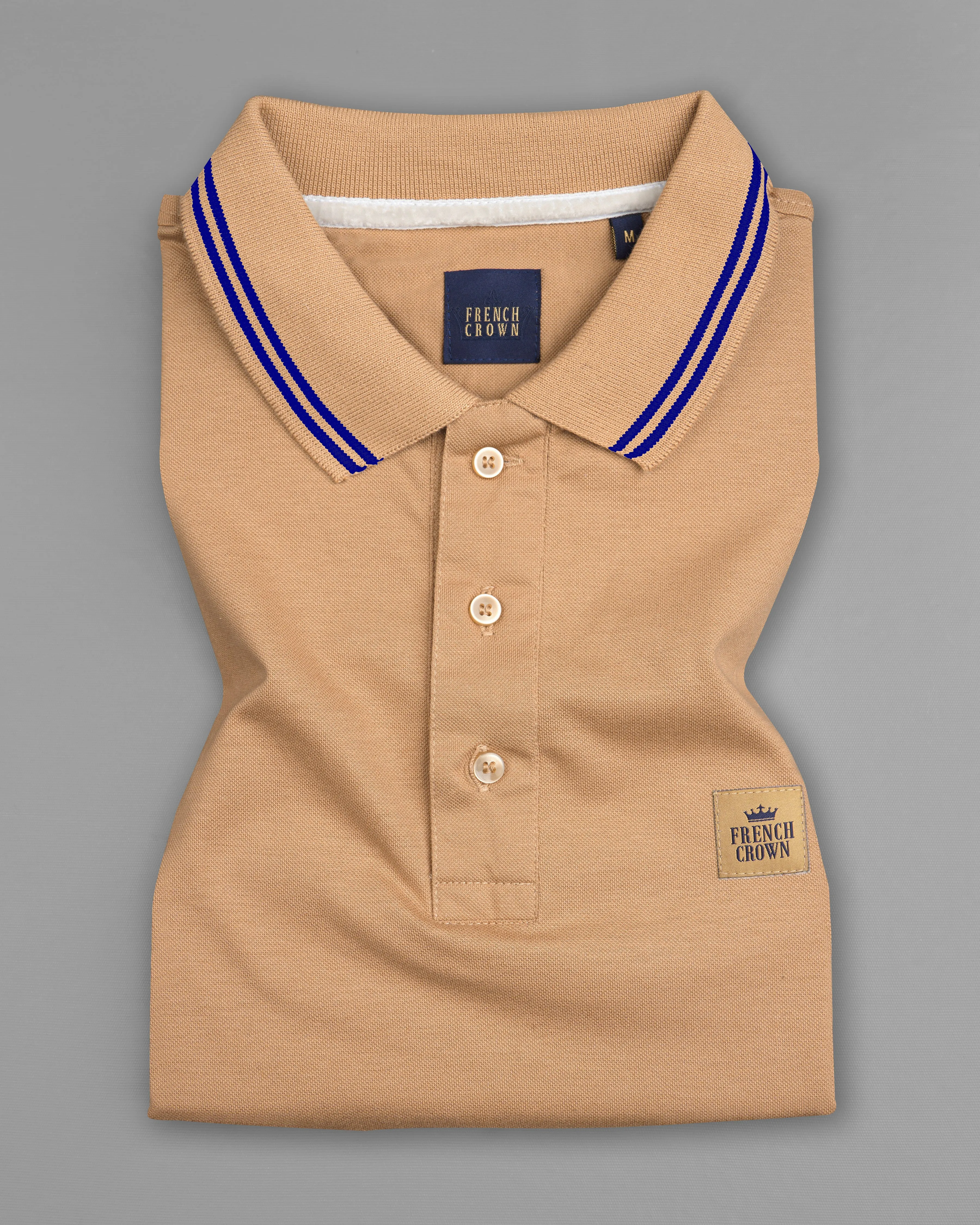 Muesli Brown Organic Cotton Mercerised Pique Polo sold by French Crown product image thumbnail 2