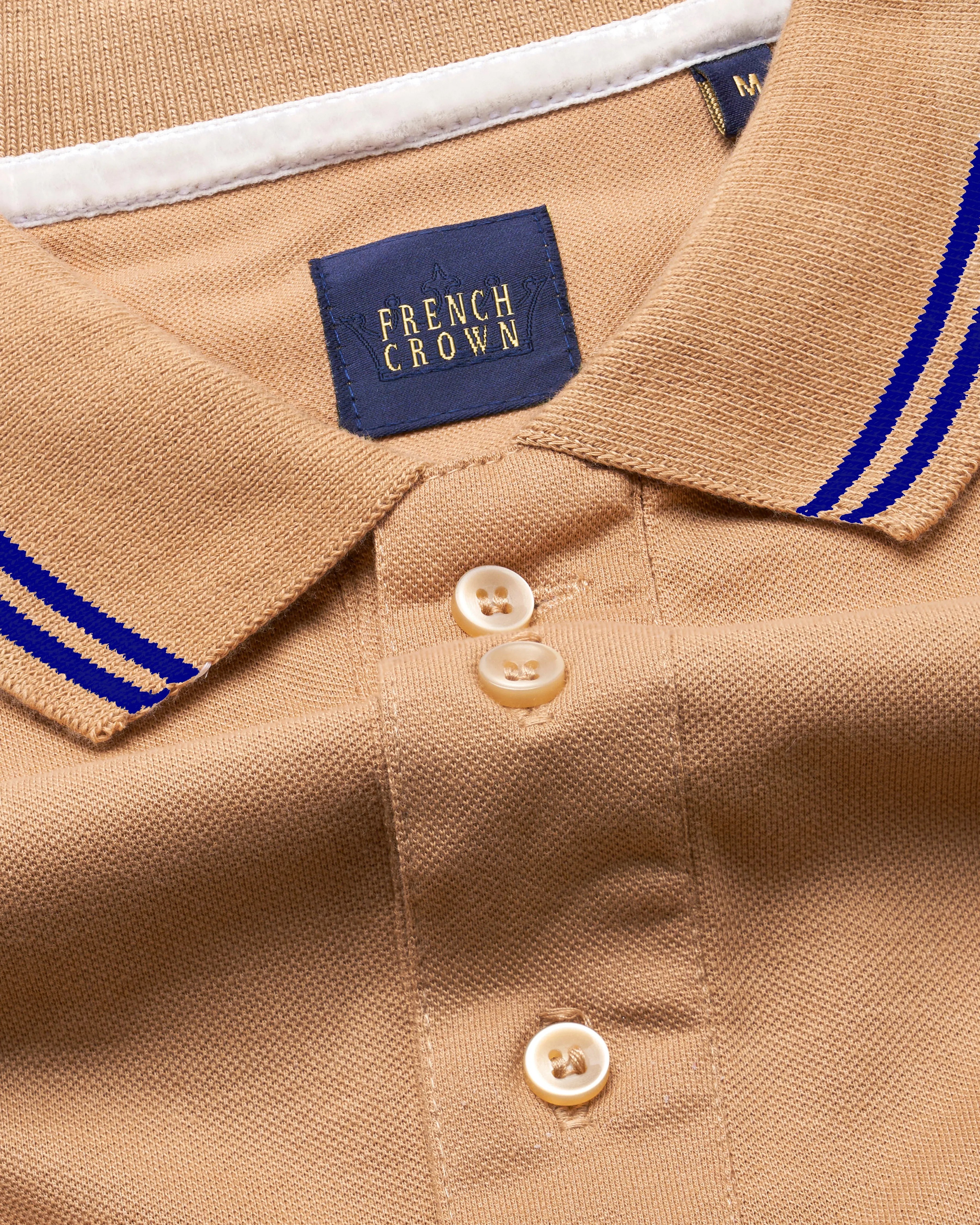 Muesli Brown Organic Cotton Mercerised Pique Polo sold by French Crown product image thumbnail 4