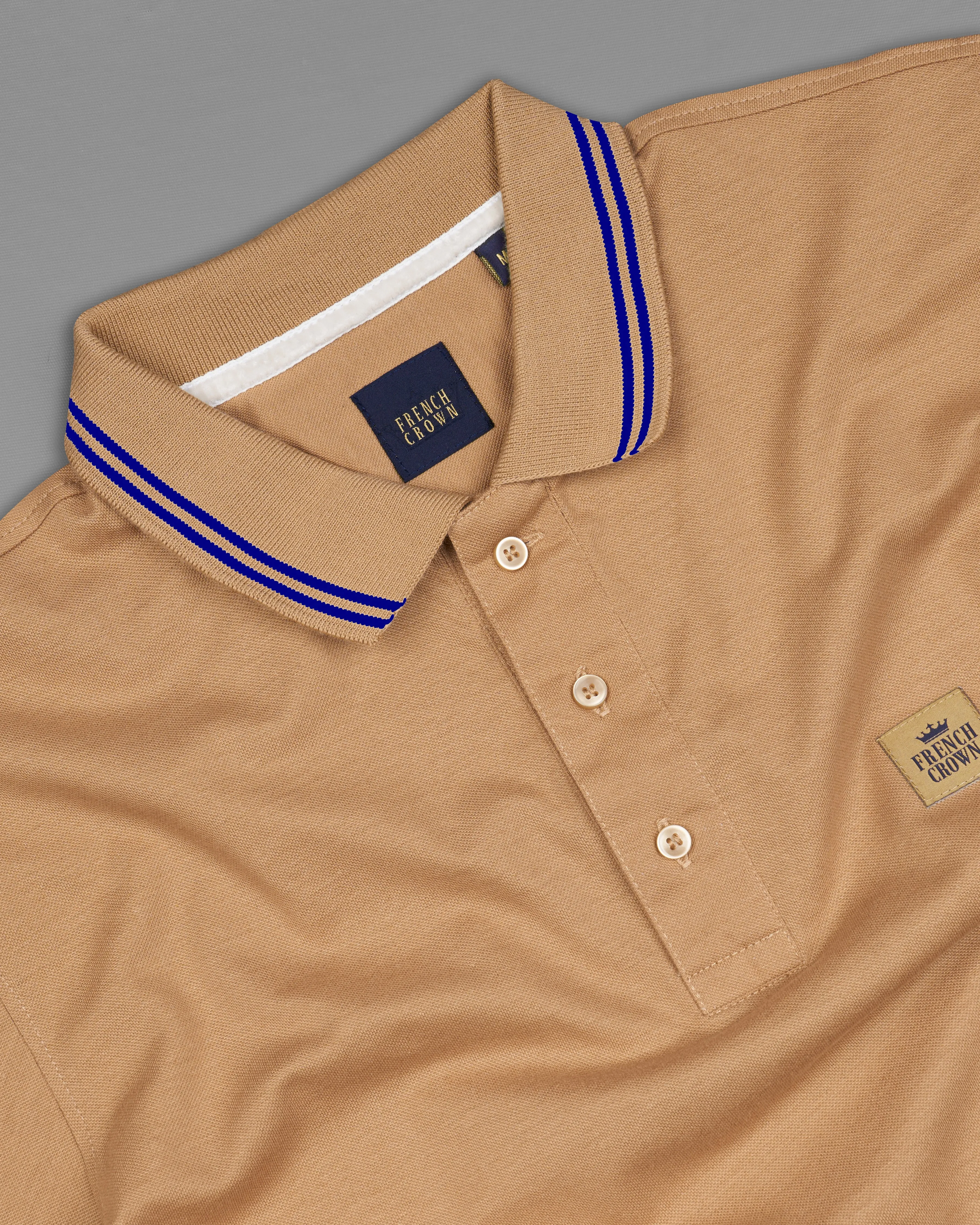 Muesli Brown Organic Cotton Mercerised Pique Polo sold by French Crown product image thumbnail 5