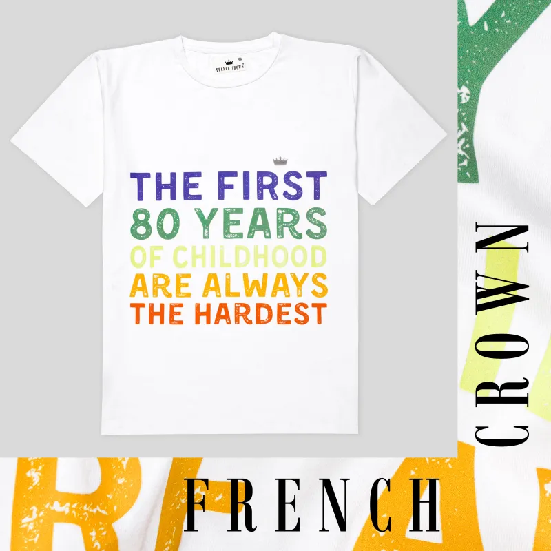 Bright White Printed Premium Cotton T-shirt sold by French Crown