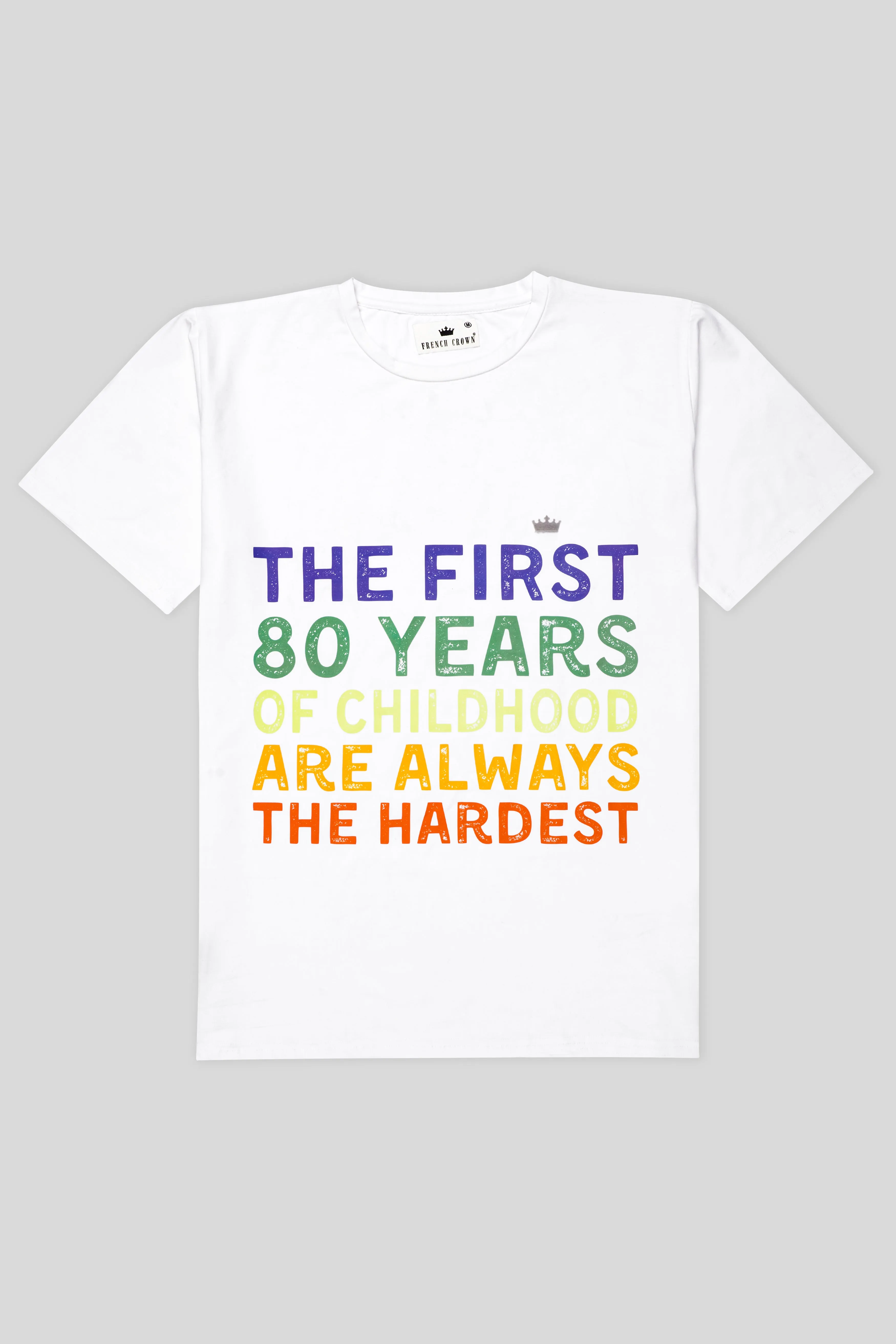 Bright White Printed Premium Cotton T-shirt sold by French Crown product image thumbnail 2