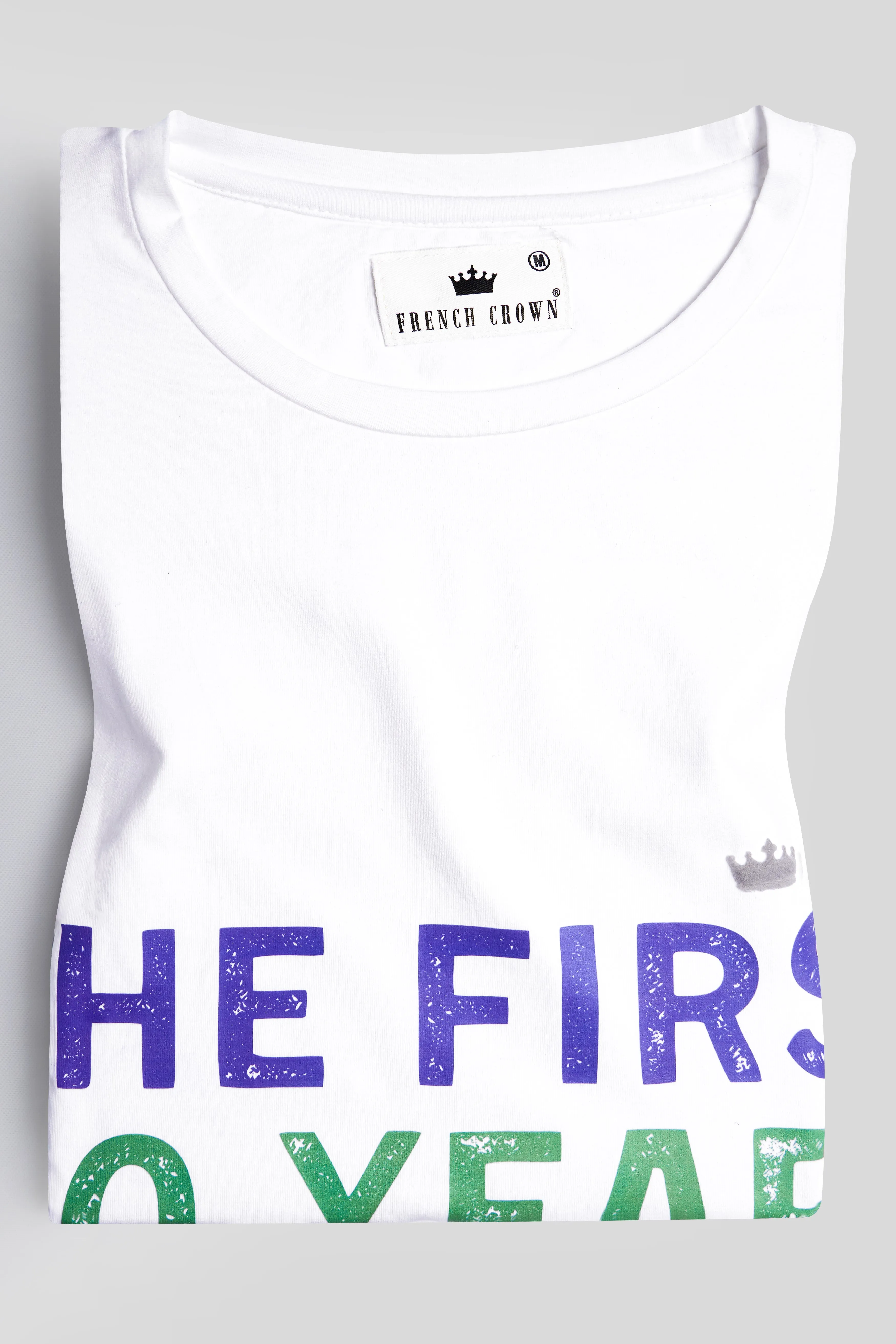 Bright White Printed Premium Cotton T-shirt sold by French Crown product image thumbnail 5