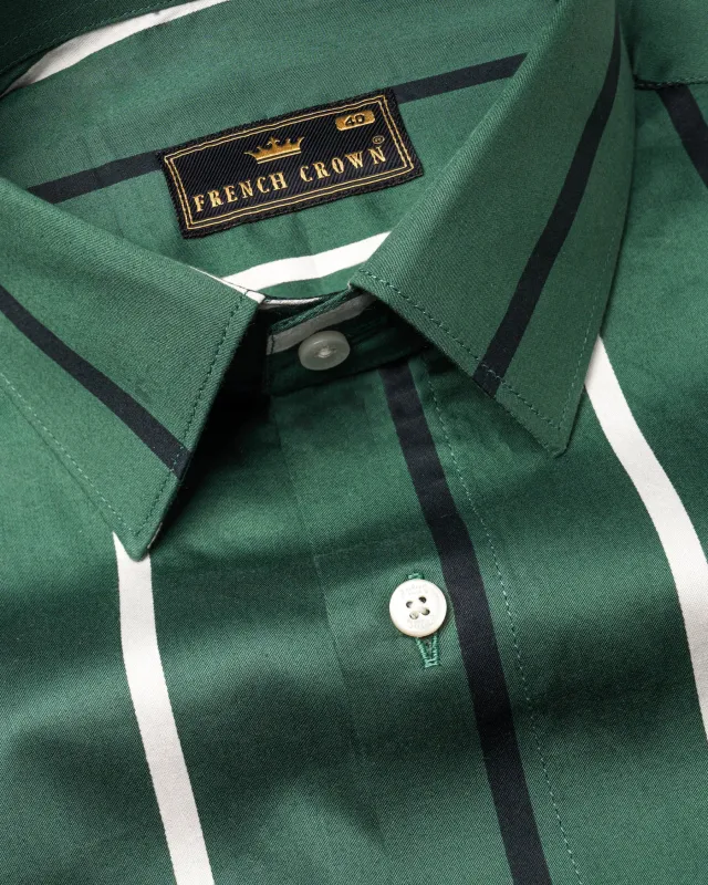 Viridian Green Striped Super Soft Premium Cotton Shirt sold by French Crown
