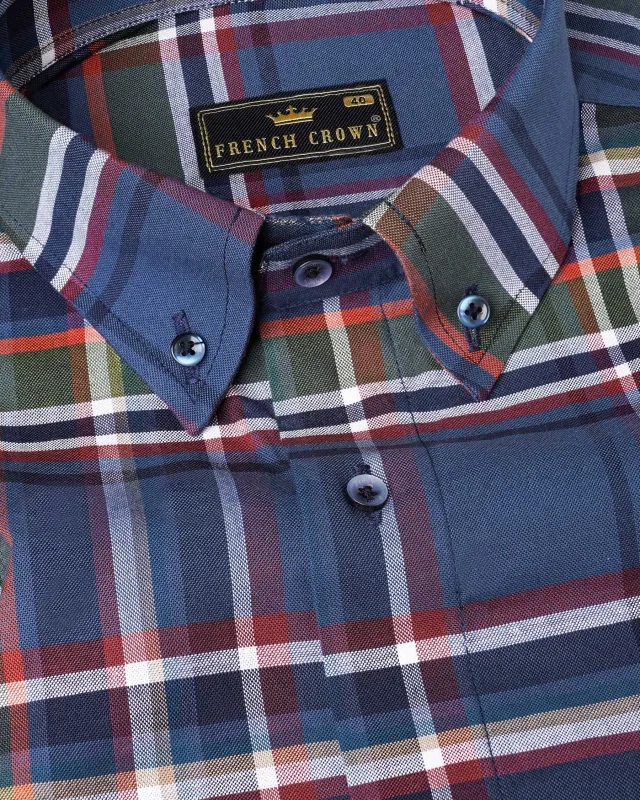 Wedgewood Blue Plaid Royal Oxford Shirt sold by French Crown