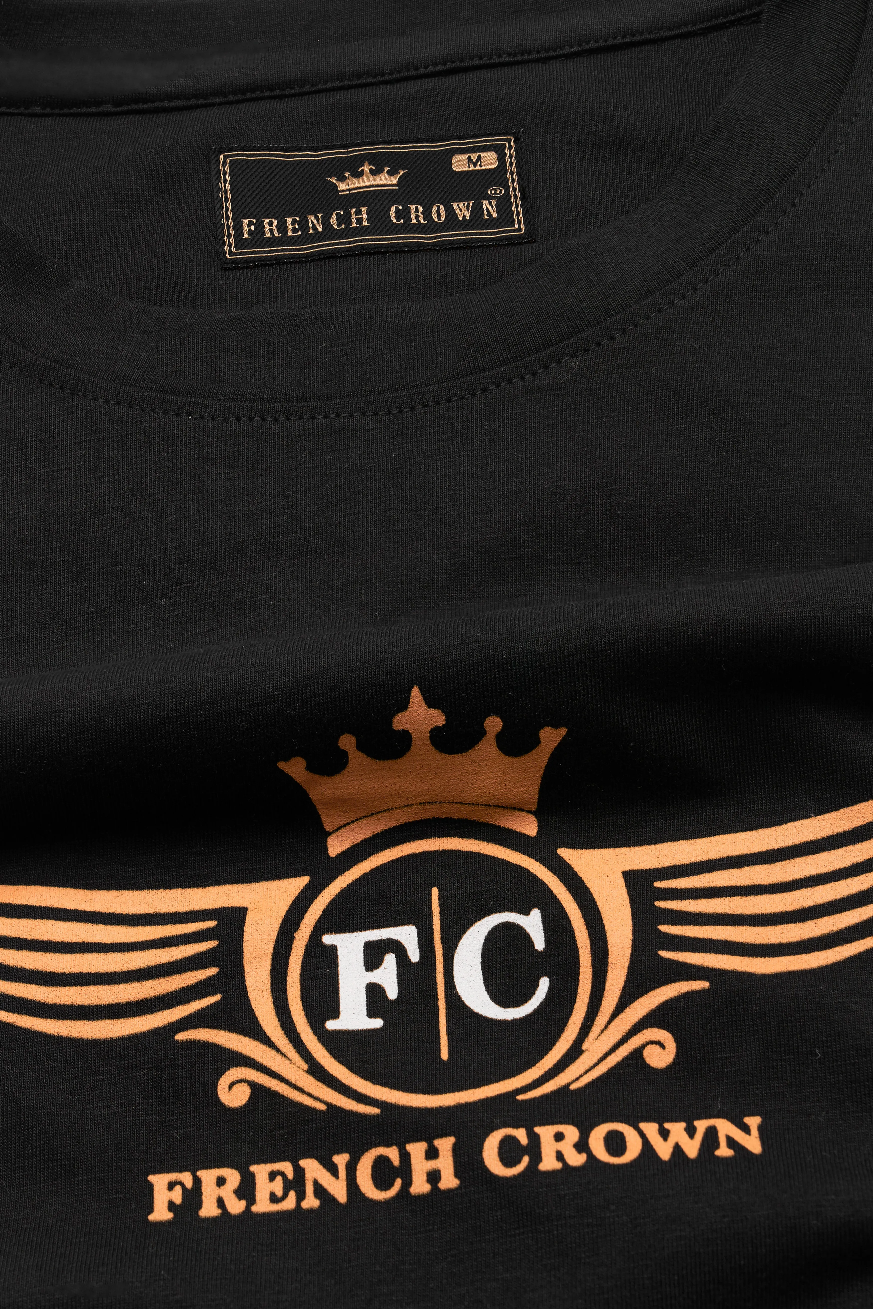 Jade Black Printed Premium Cotton Signature T-Shirt sold by French Crown product image thumbnail 5