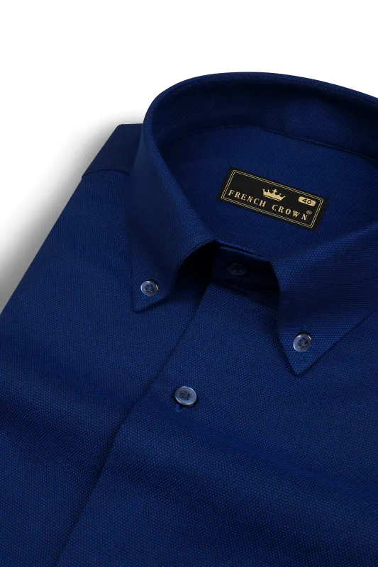 Stratos Blue Dobby Textured Premium Cotton Shirt sold by French Crown