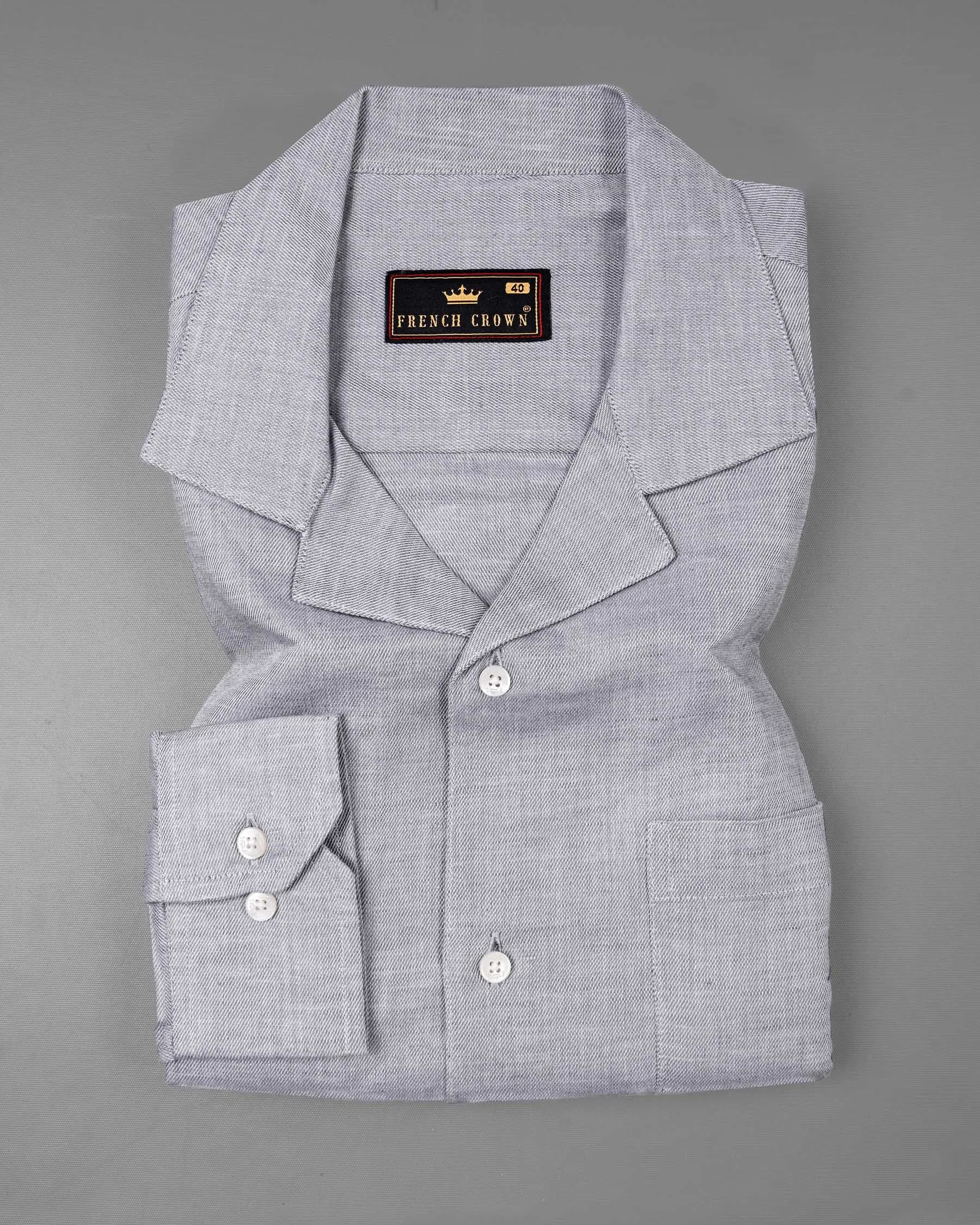 Mountain Mist Grey Luxurious Linen Shirt sold by French Crown product image thumbnail 5
