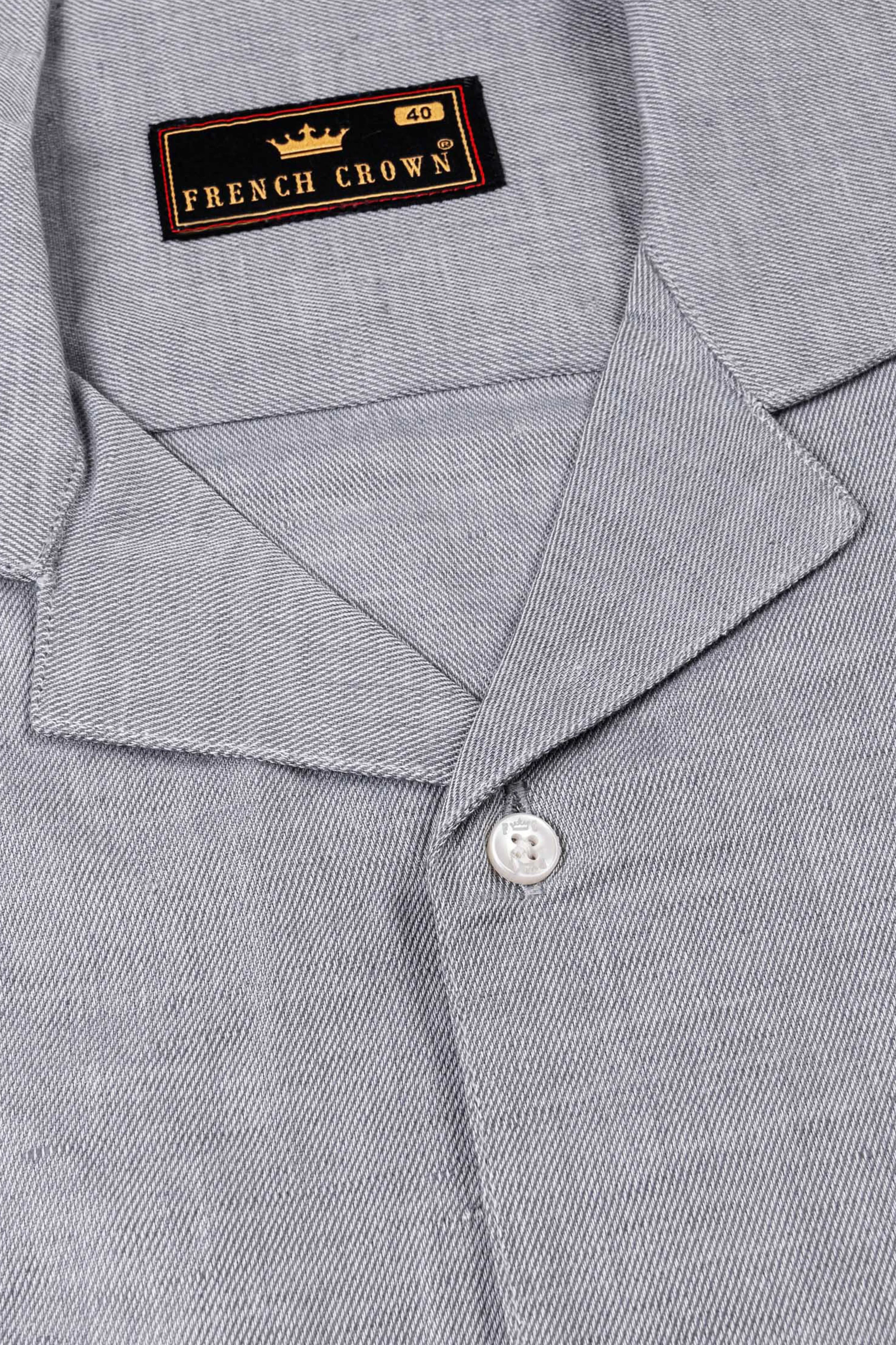 Mountain Mist Grey Luxurious Linen Shirt sold by French Crown product image thumbnail 4