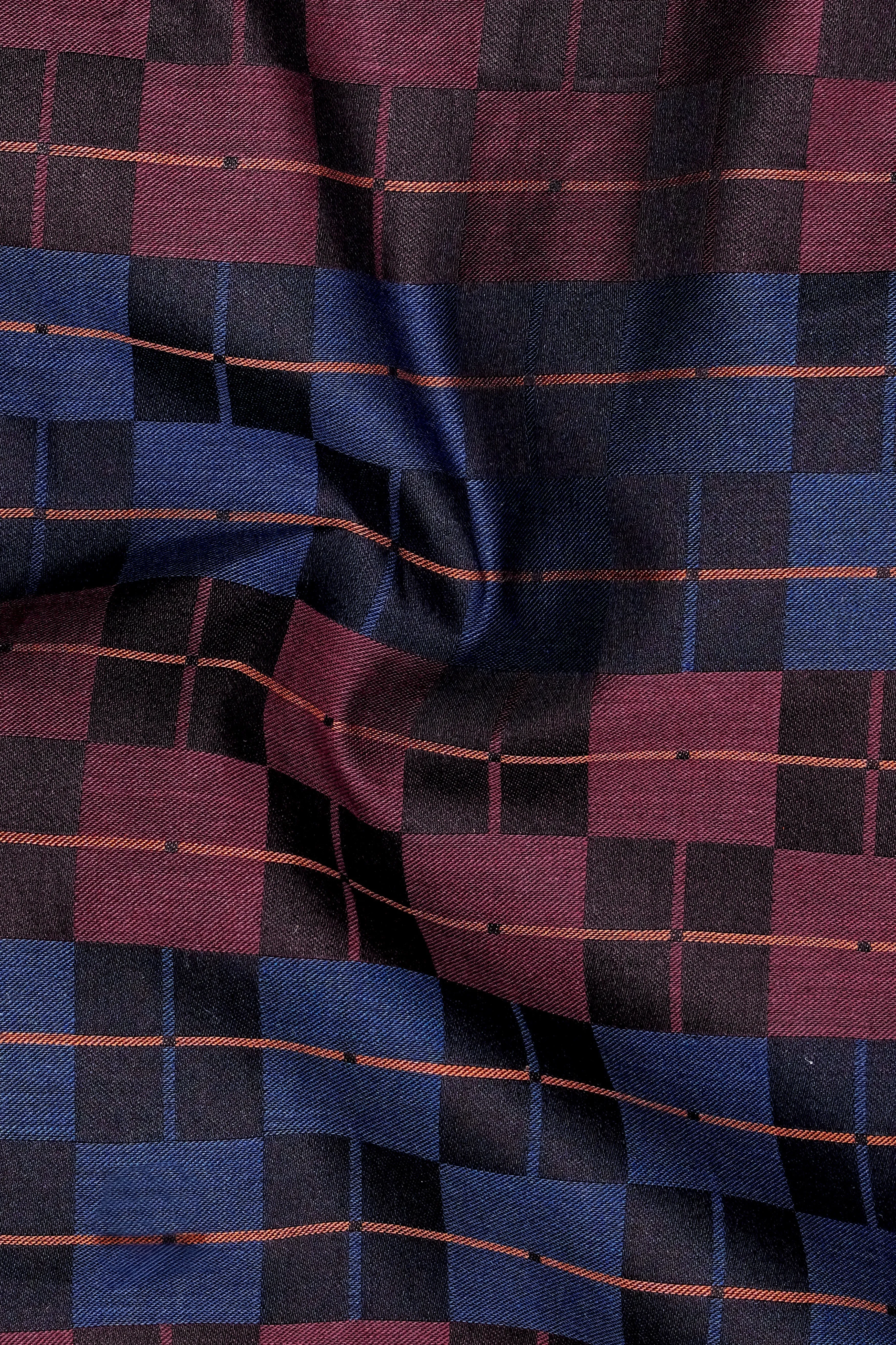 Autumn-Boysenberry Maroon And Kashmir Blue Jacquard Textured Premium Cotton Dress Shirt sold by French Crown product image thumbnail 2