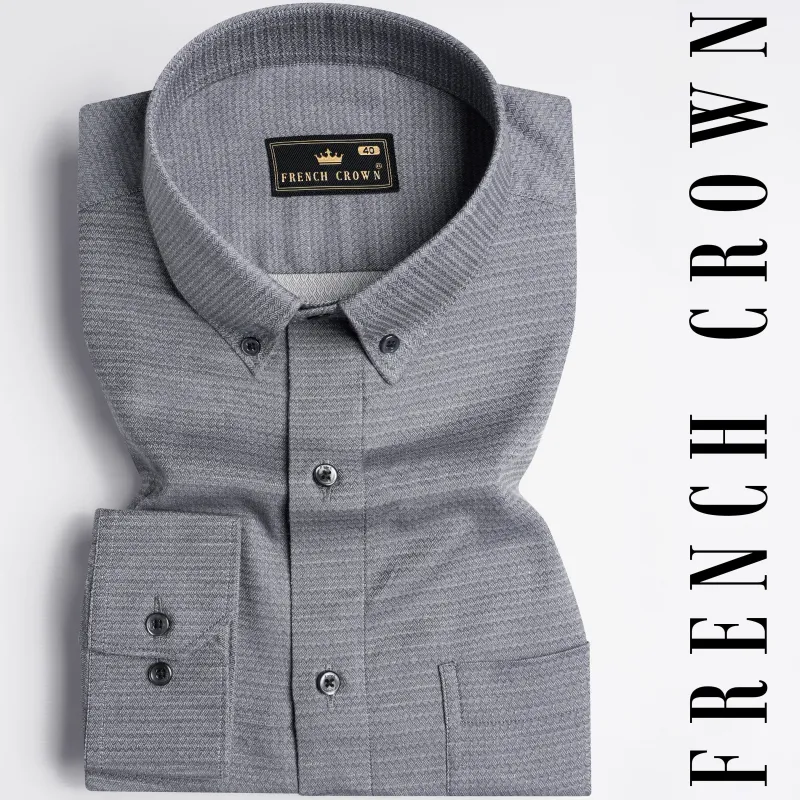 Mountain Mist and White Dobby Textured Premium Giza Cotton Shirt sold by French Crown