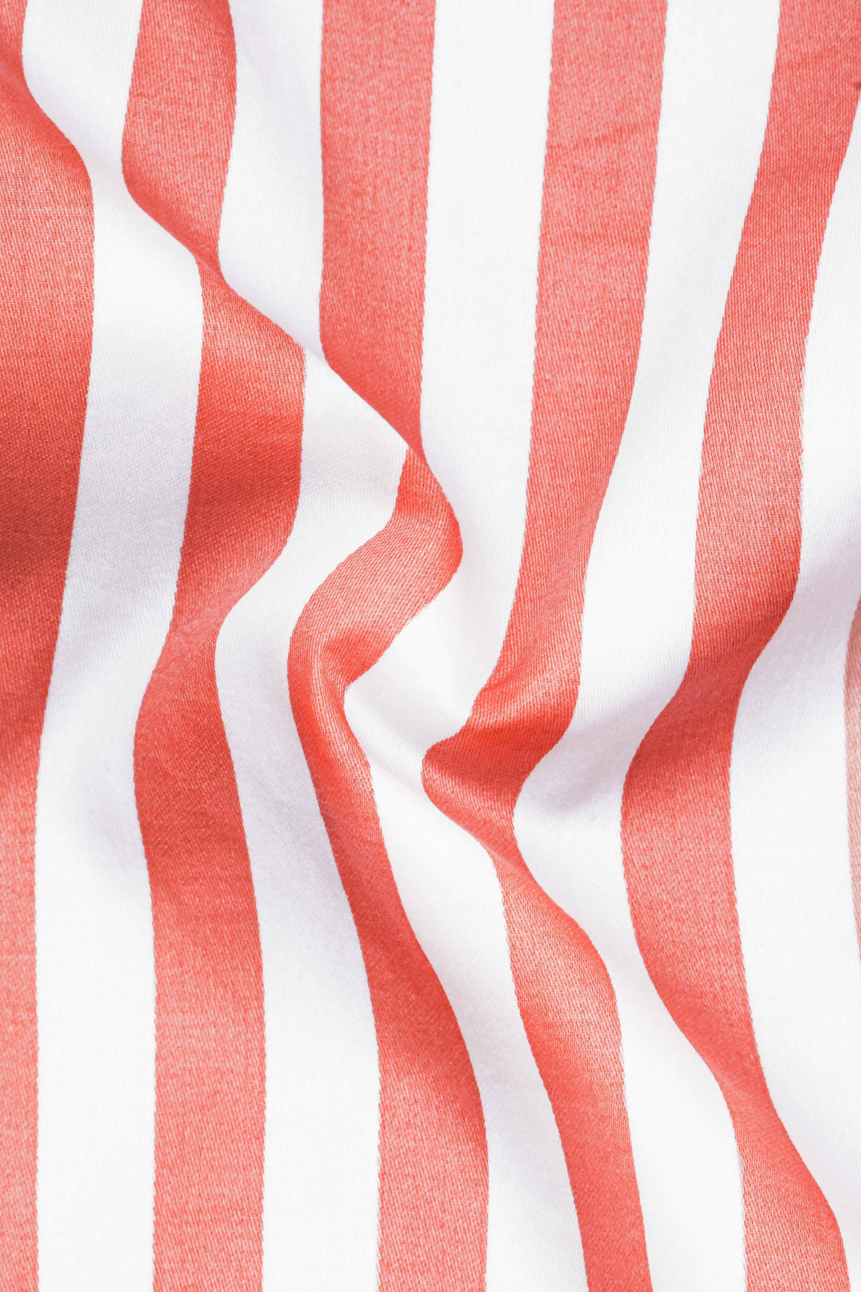 Strivaro-Apricot Peach And Bright White Awning Striped Super Soft Premium Cotton Dress Shirt sold by French Crown product image thumbnail 3