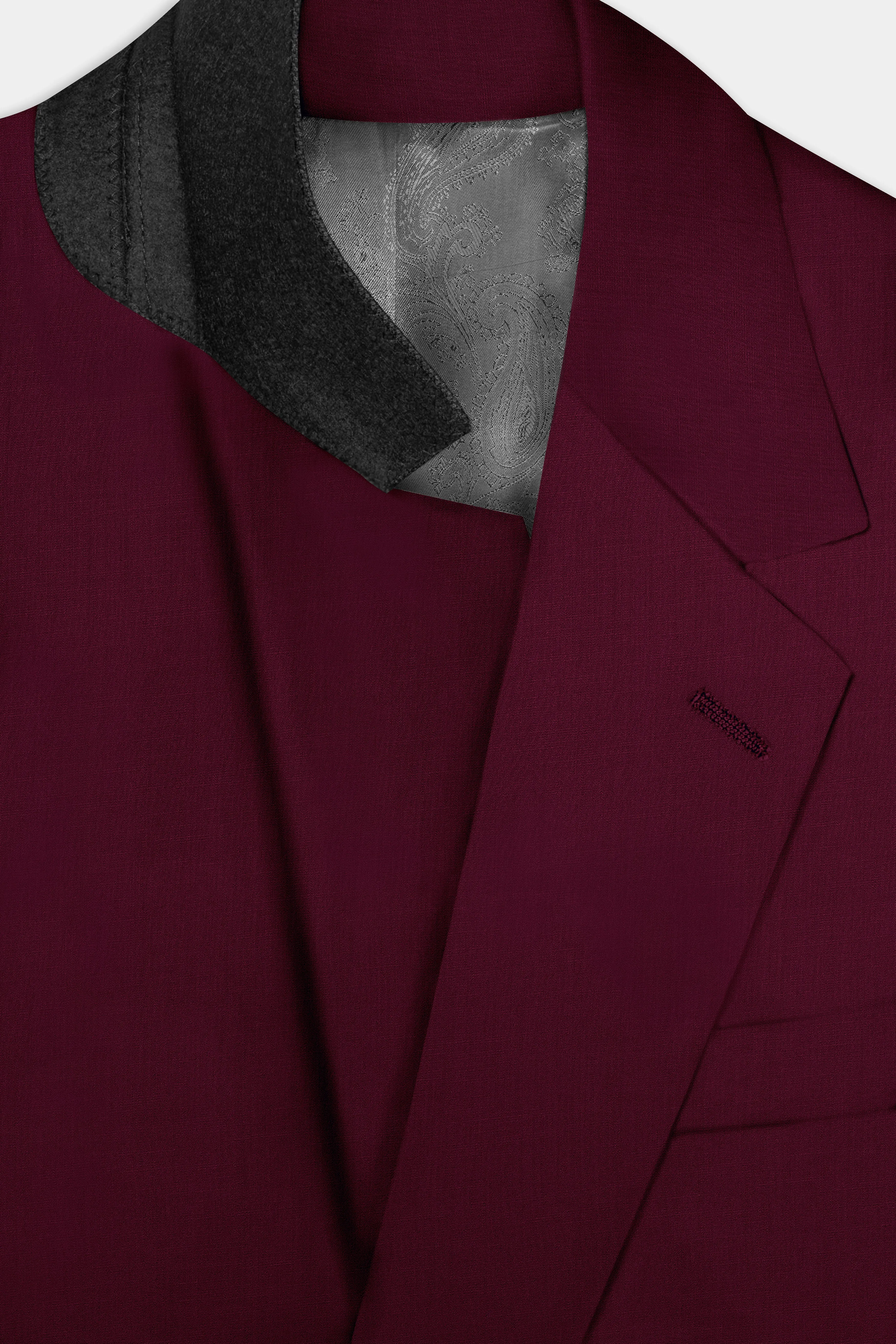 Regal Maroon-Tamarind Solid Wool Rich Double Breasted Slight Stretch Blazer sold by French Crown product image thumbnail 4