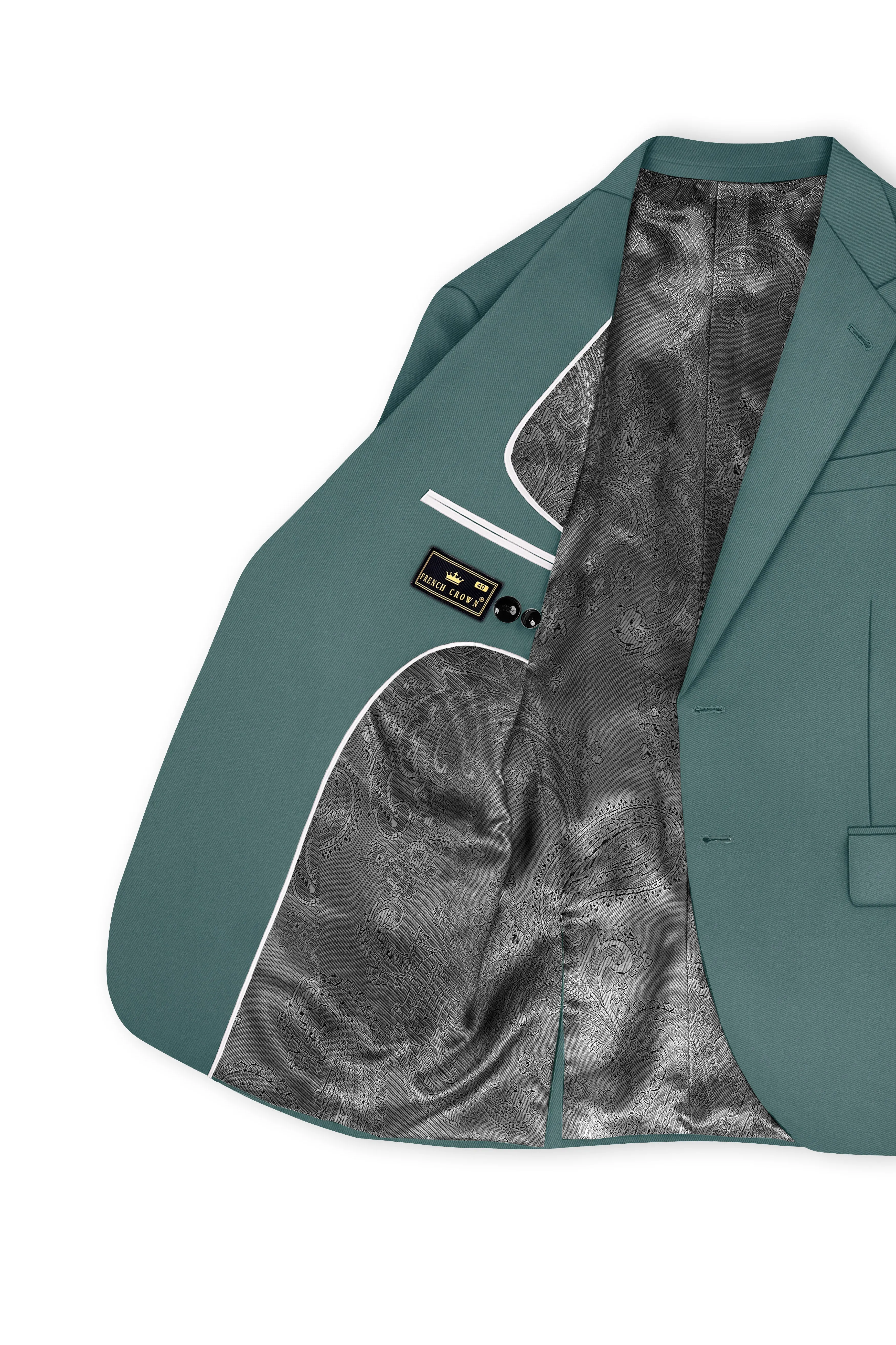 Travliam-William Green Wool Rich Single Breasted Slight Stretch Blazer sold by French Crown product image thumbnail 5