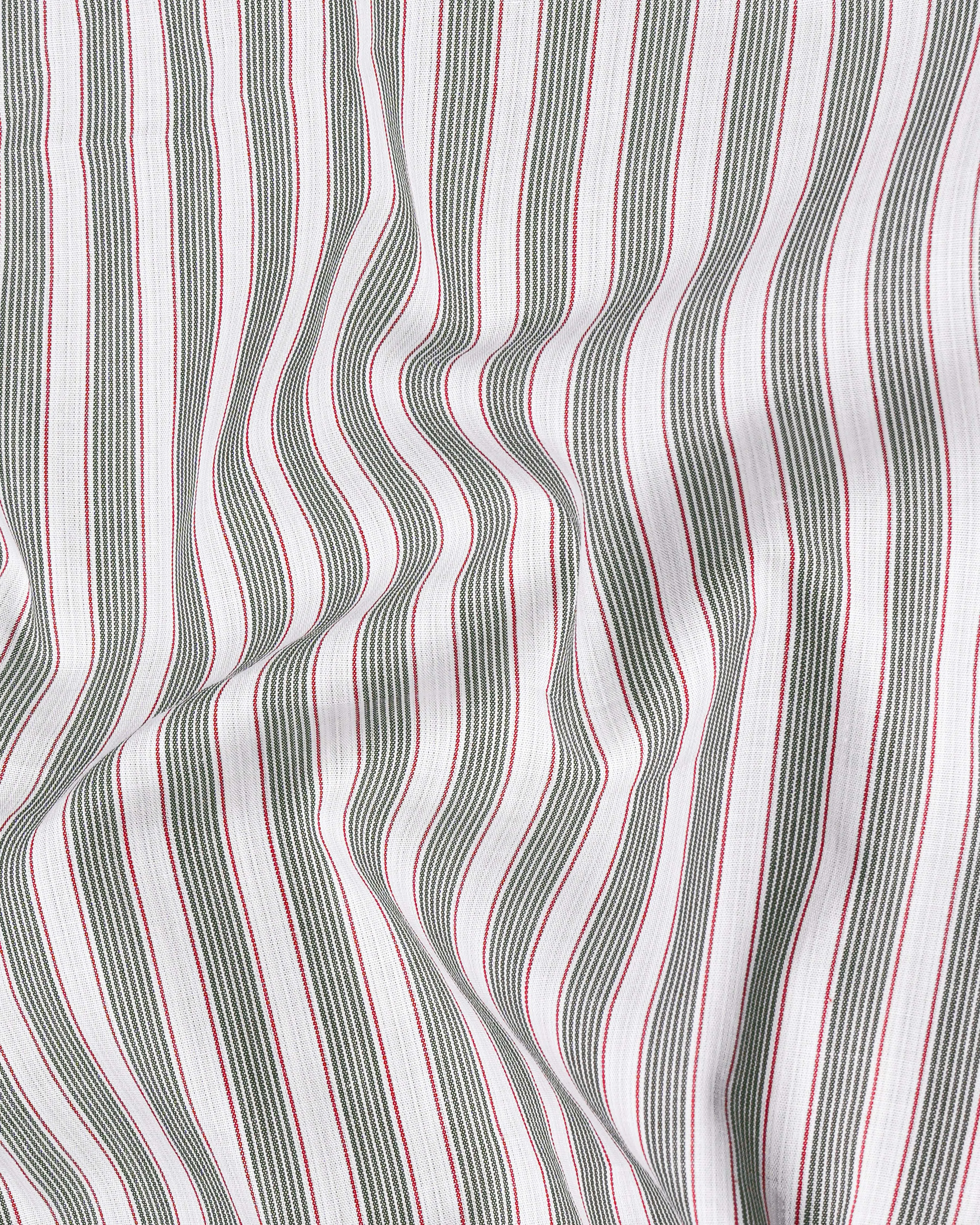 Bright White with Mallard Green and Monza Red Striped Premium Cotton Shirt sold by French Crown product image thumbnail 2