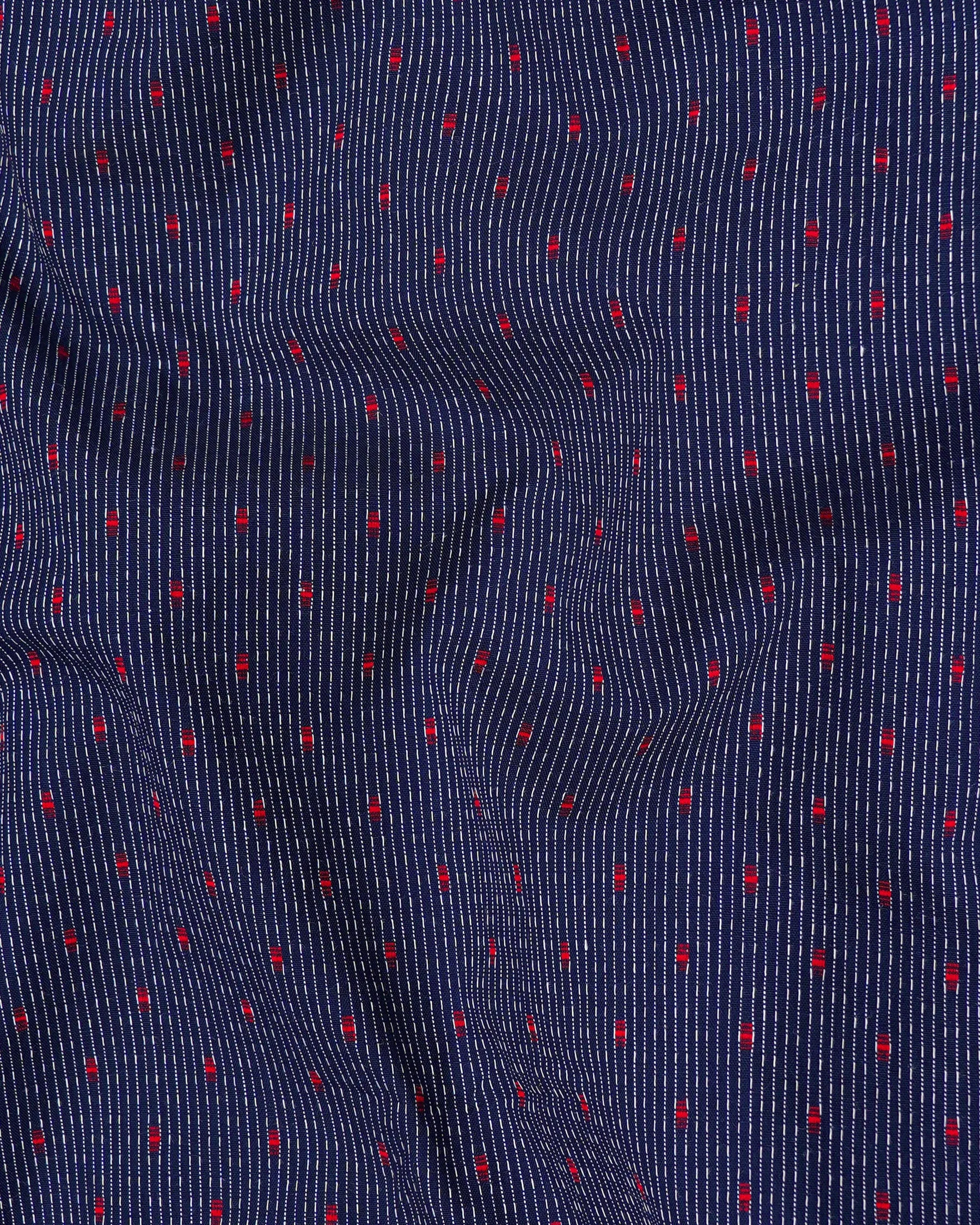 Port Gore Blue and Cadmium Red Dobby Textured Premium Giza Cotton Shirt sold by French Crown product image thumbnail 2