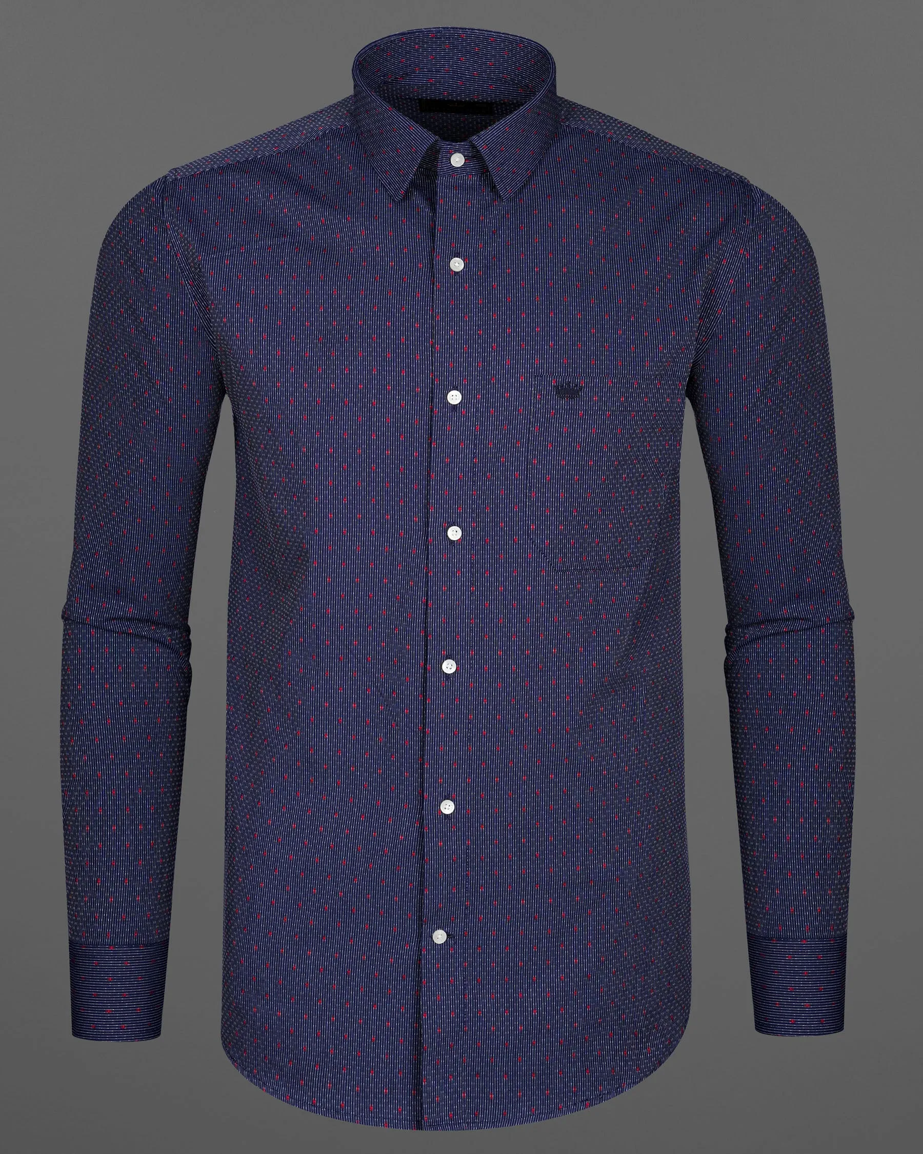 Port Gore Blue and Cadmium Red Dobby Textured Premium Giza Cotton Shirt sold by French Crown product image thumbnail 5