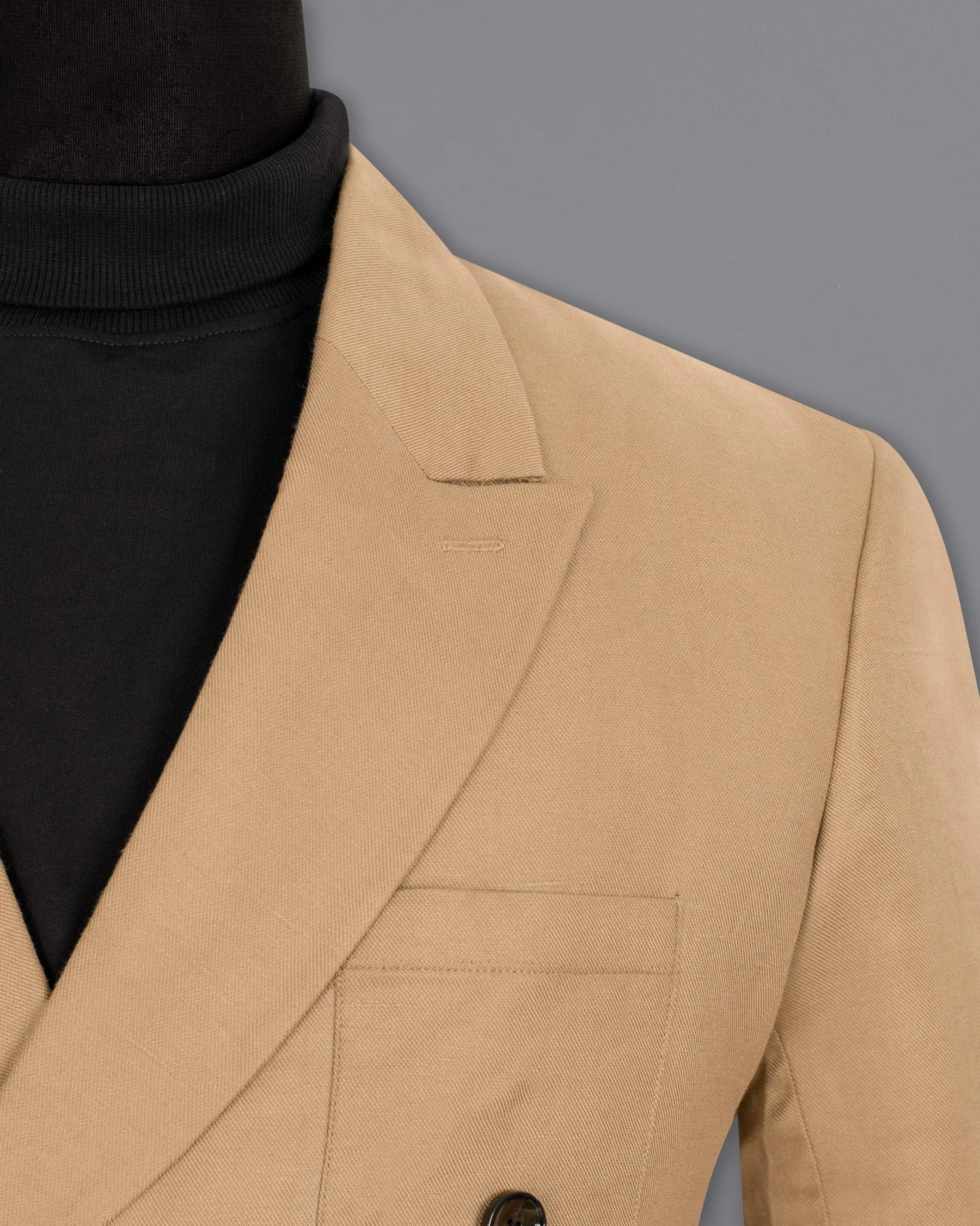 Pale Taupe Double Breasted Luxurious Linen Sports Blazer sold by French Crown product image thumbnail 5