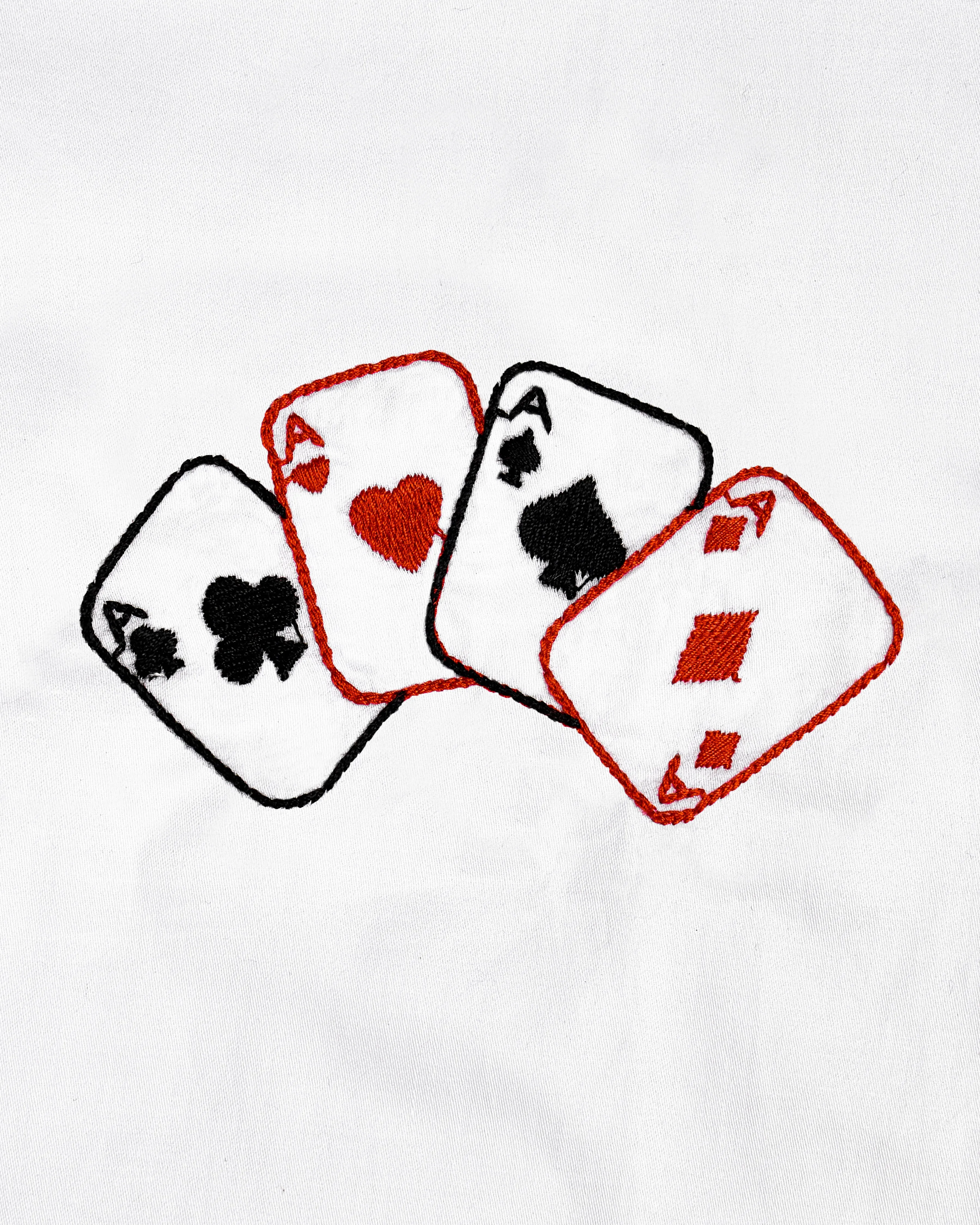 Bright White Subtle Sheen with Multicolour Card Embroidered Super Soft Premium Cotton Kurta Shirt sold by French Crown product image thumbnail 4