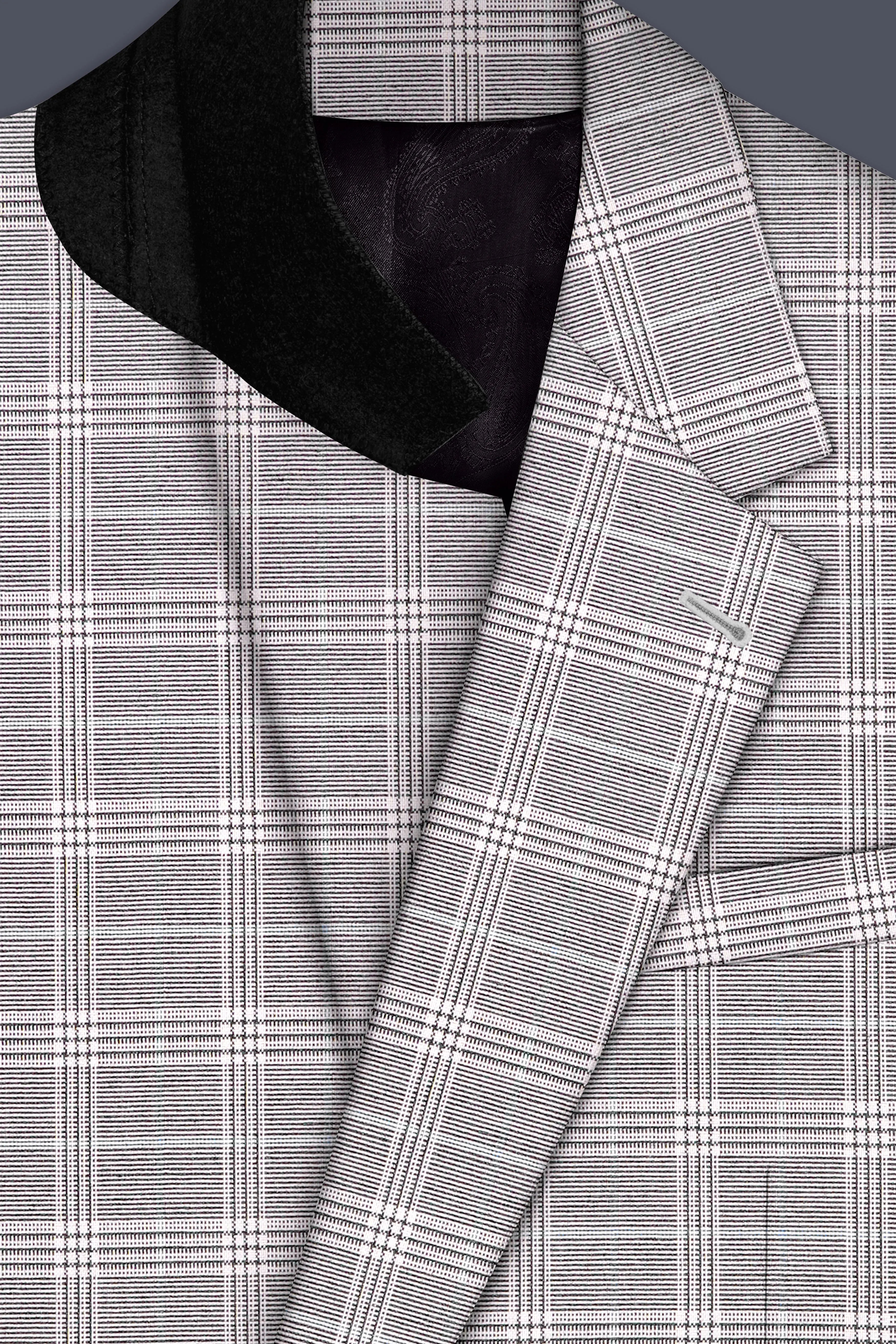 Noblero-Nobel Gray Plaid Wool Rich Single Breasted Blazer sold by French Crown product image thumbnail 4